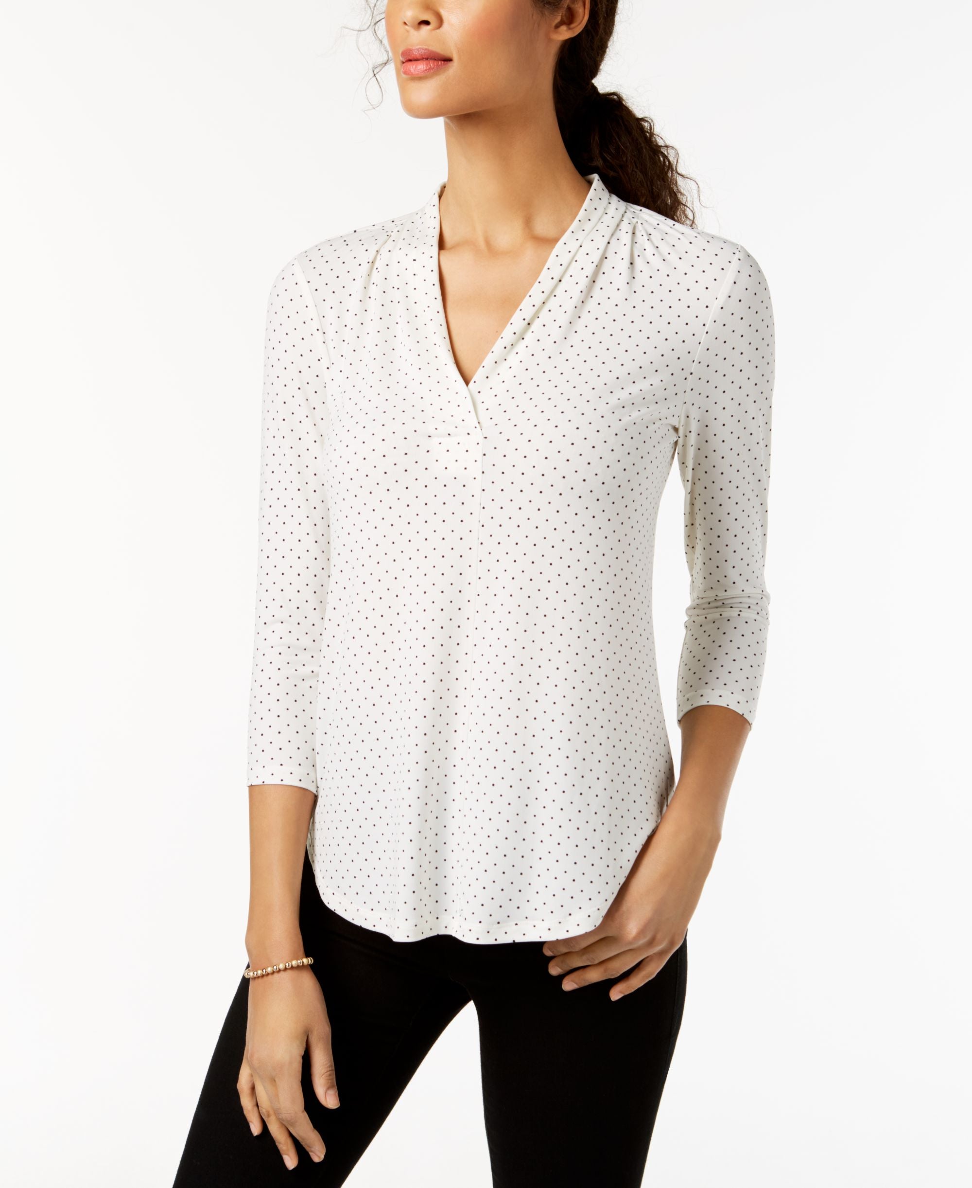 Charter Club Printed V Neck Top