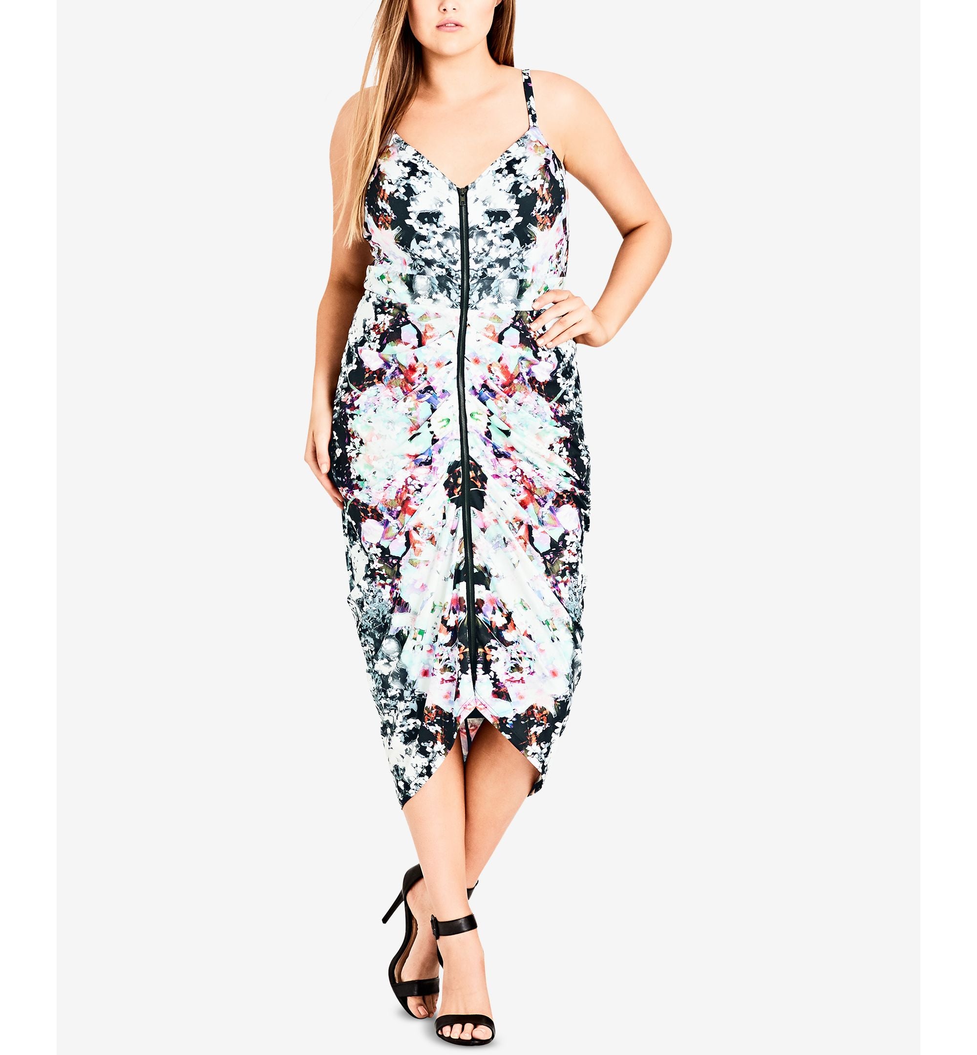 City Chic Trendy Plus Size Draped Zip Front Dress