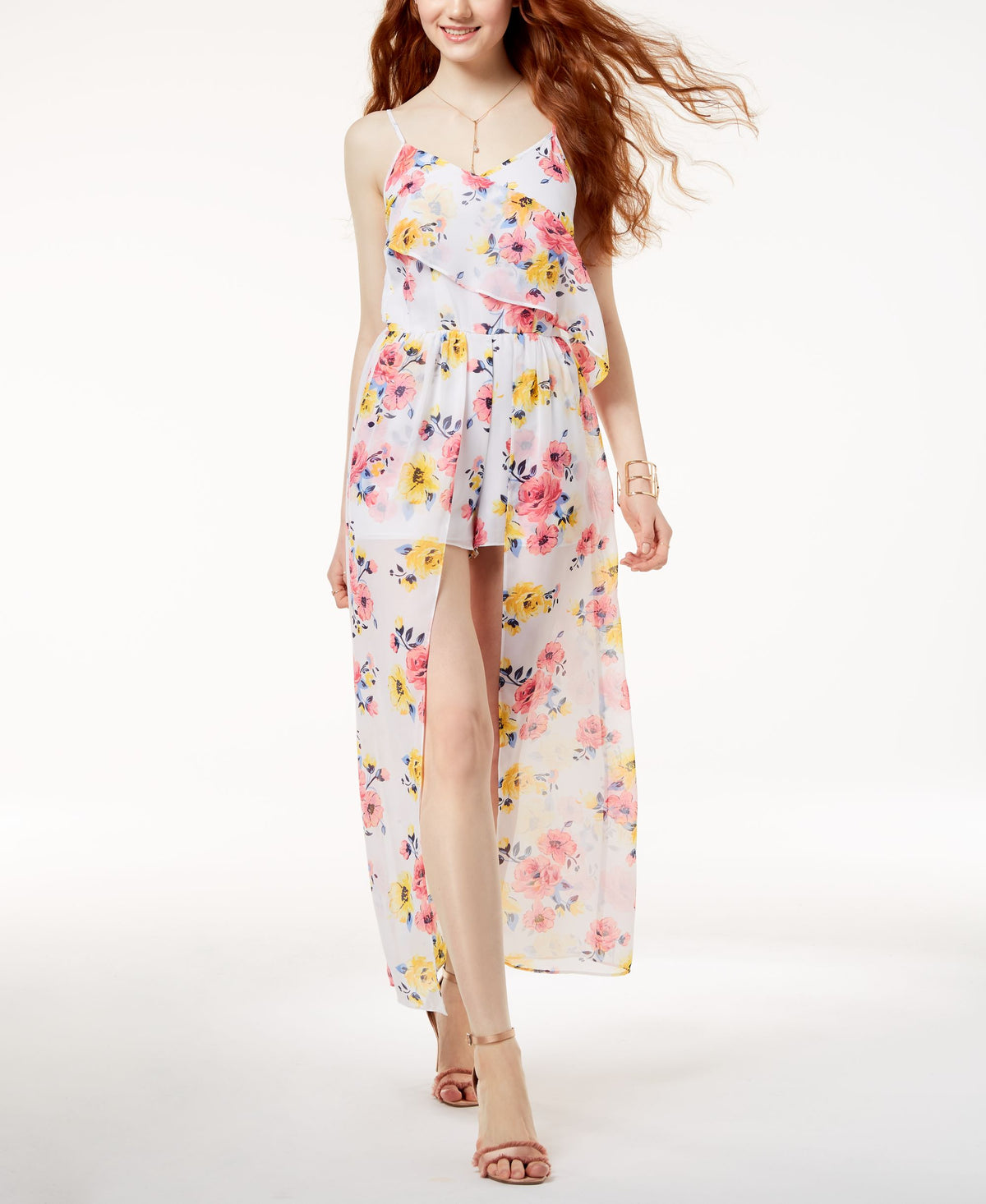 The Edit By Seventeen Juniors Floral Print Maxi Romper