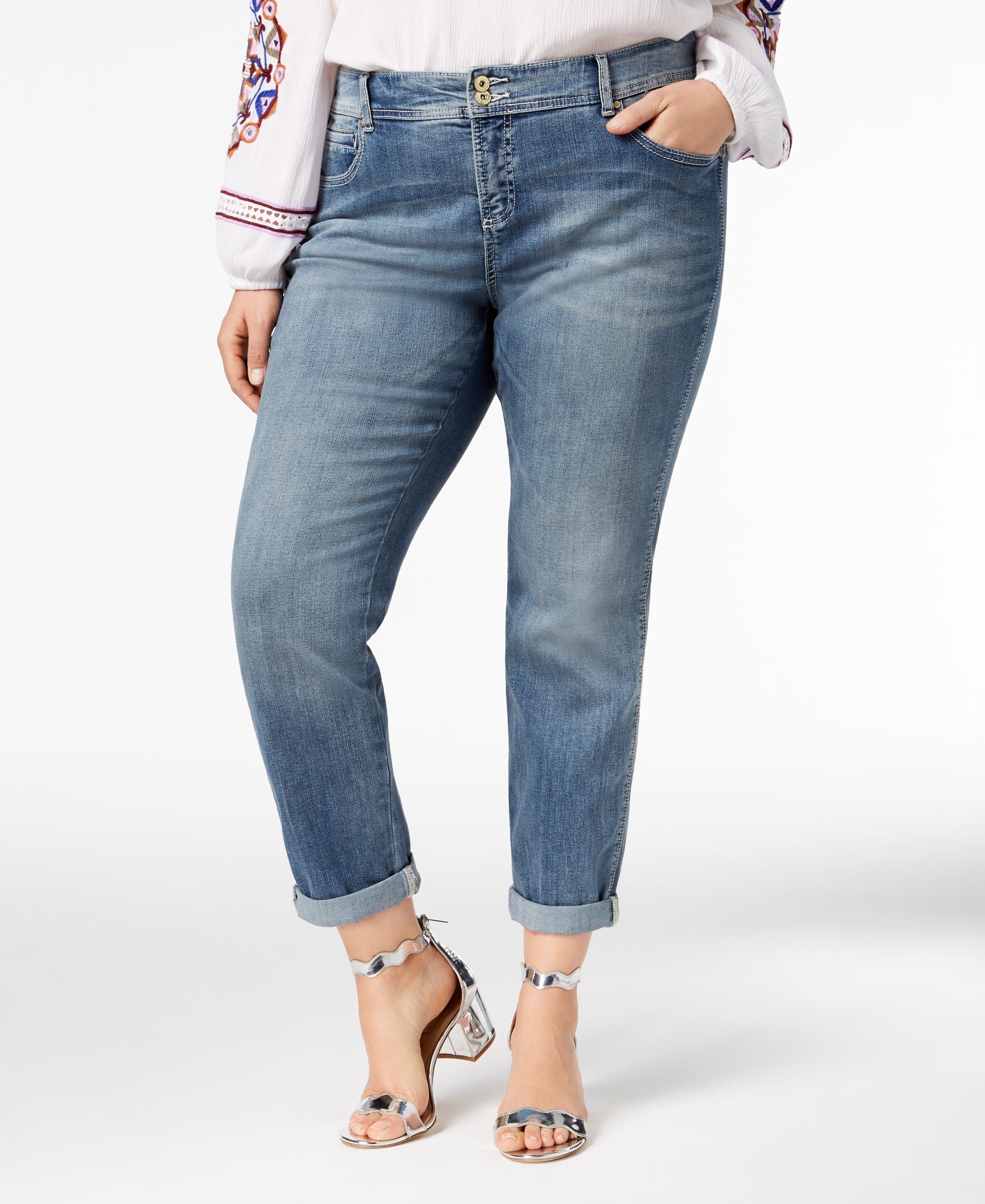 Plus Size Tummy Control Boyfriend Jeans
