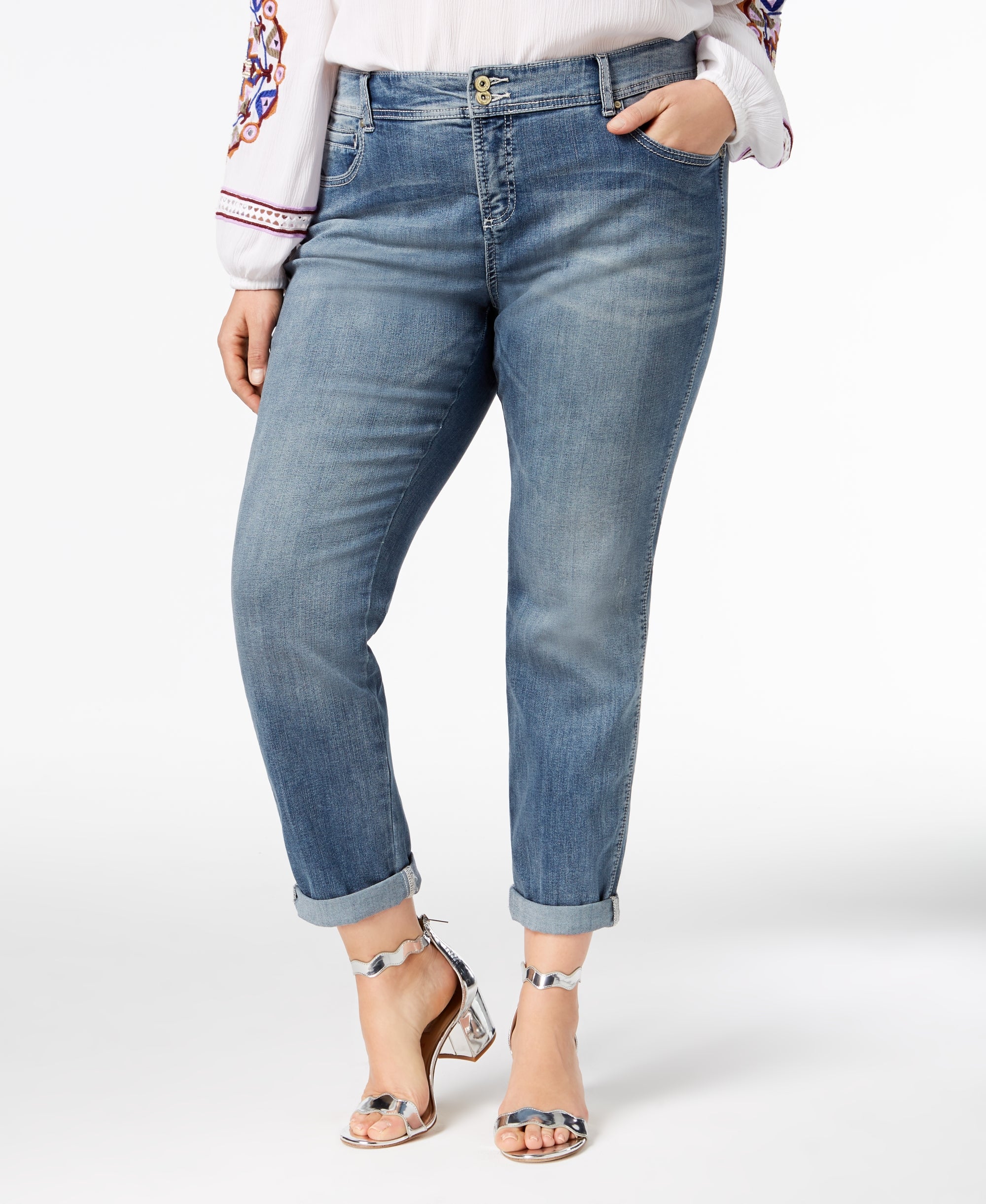 Plus Size Tummy Control Boyfriend Jeans