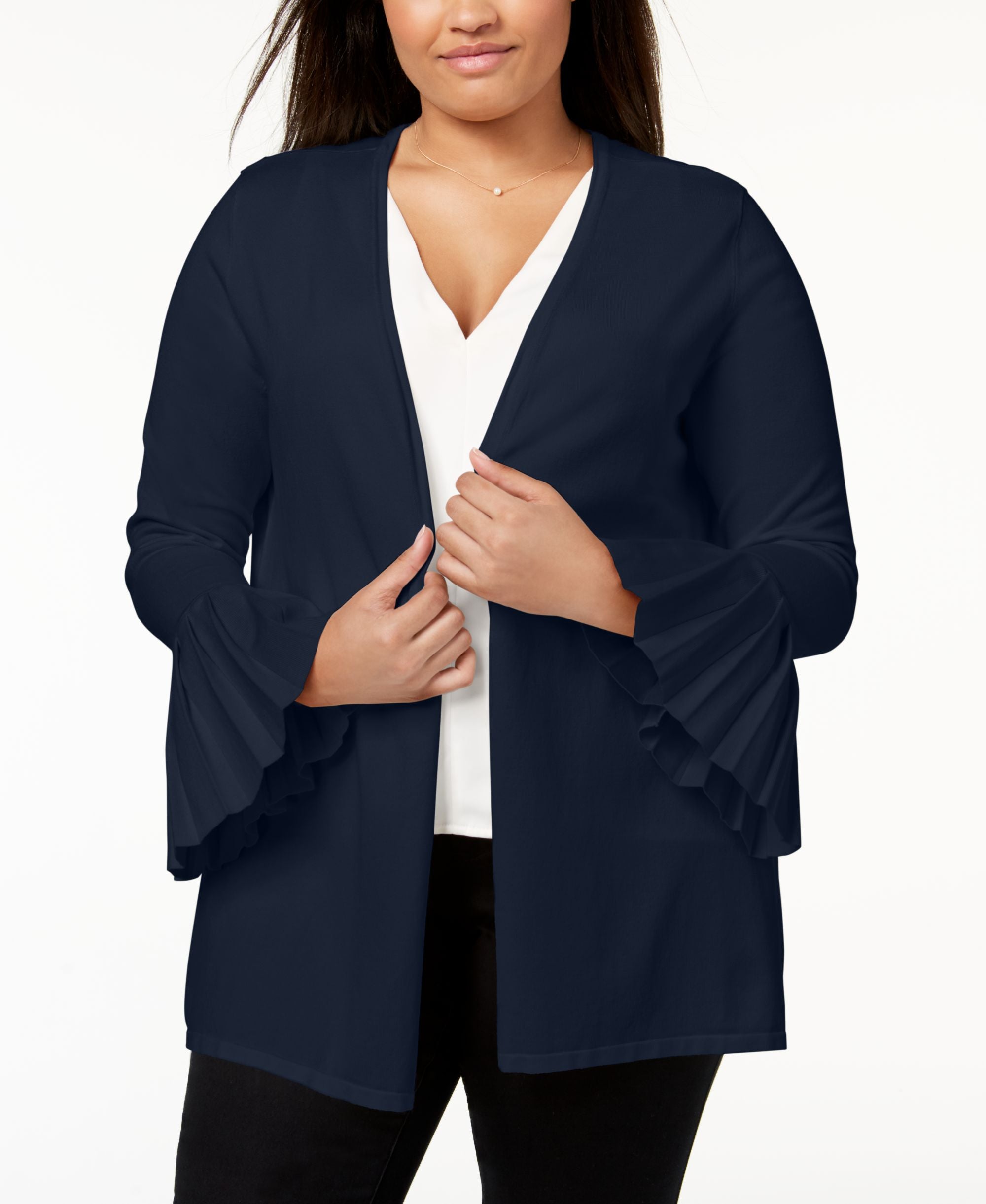 Charter Club Plus Size Pleated Sleeve Cardigan