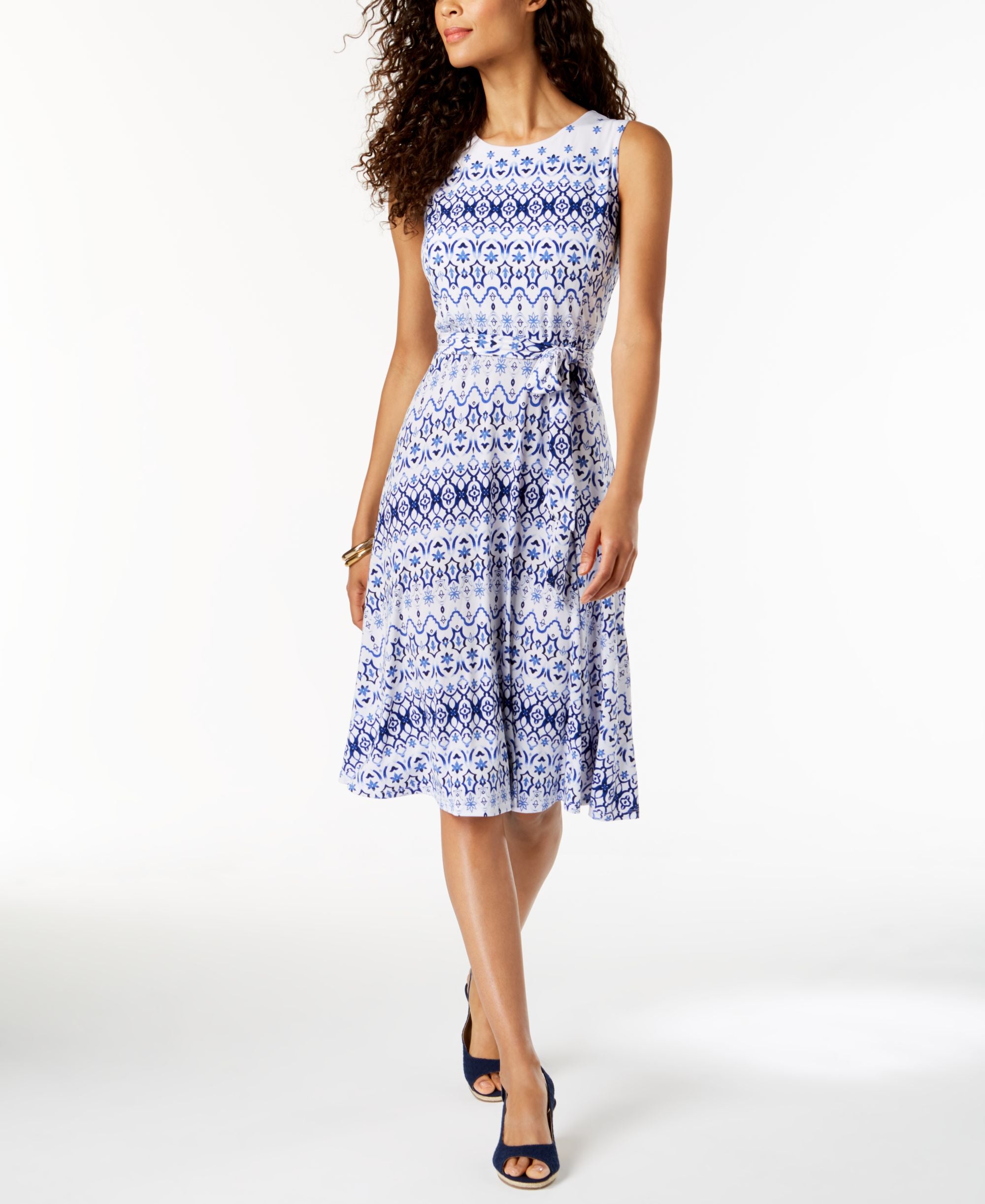 Charter Club Printed Fit Flare Dress