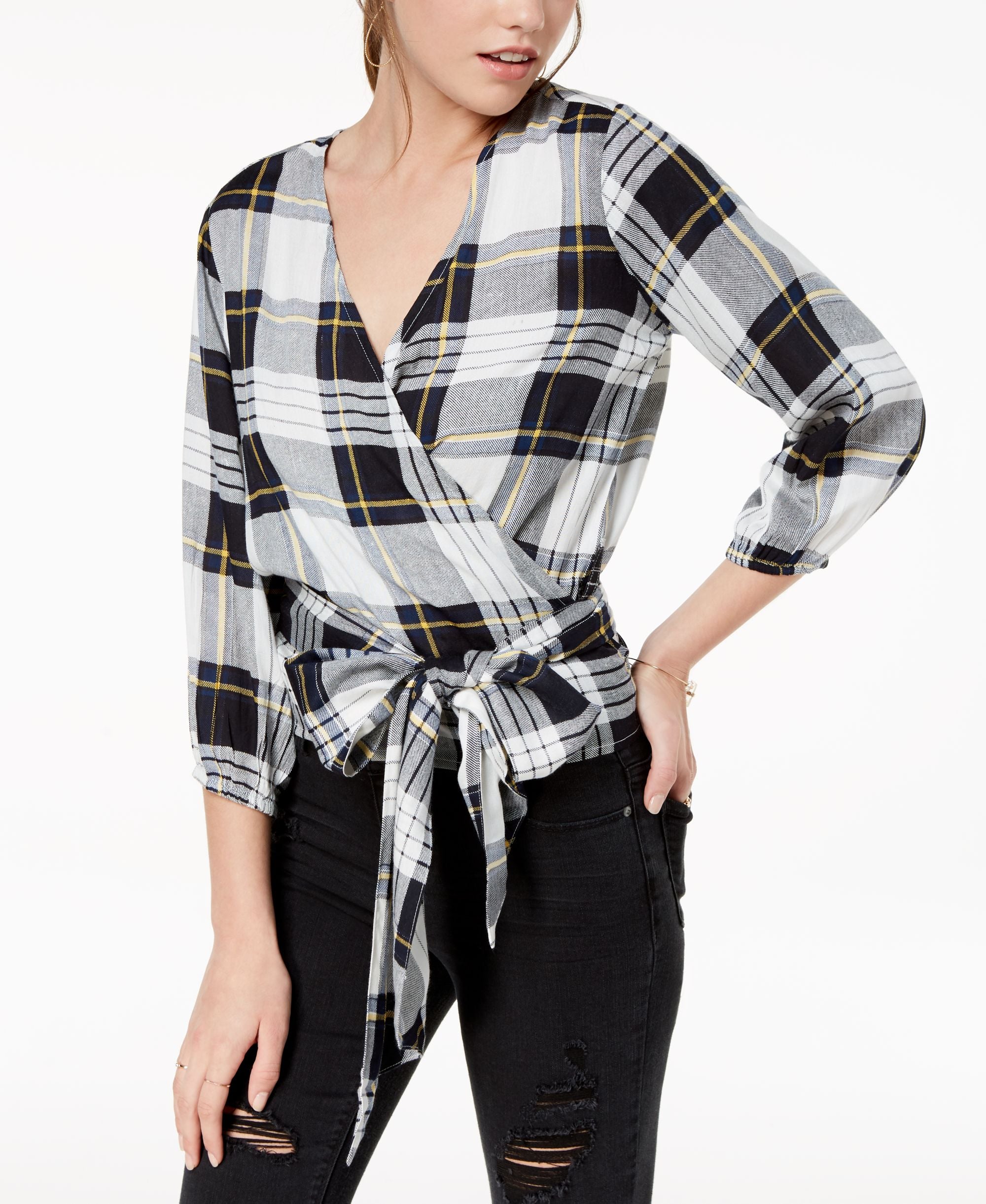 Polly Esther Juniors Printed Surplice Wrap Top