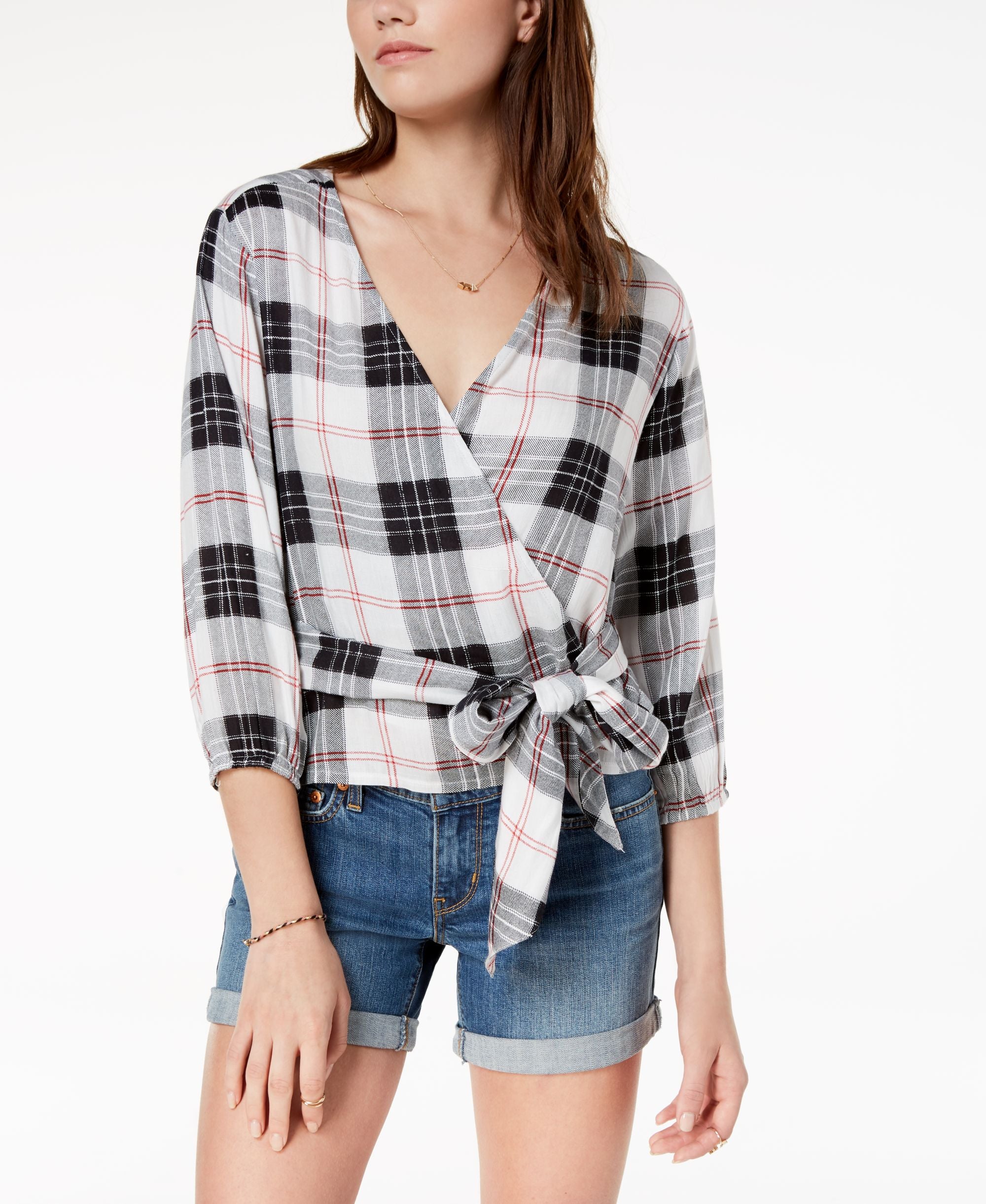 Polly Esther Juniors Printed Surplice Wrap Top