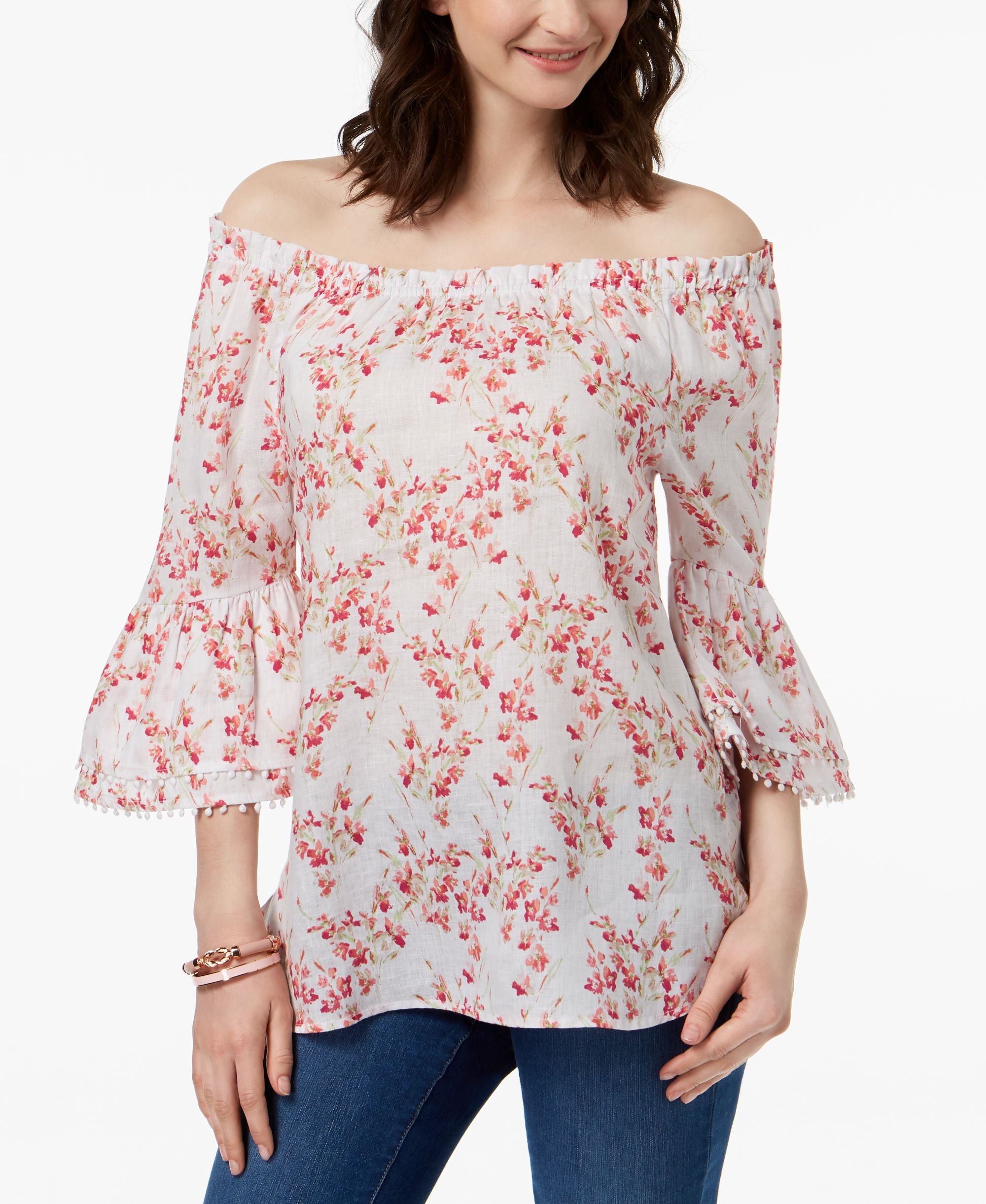 Charter Club Linen Bell Sleeve Top