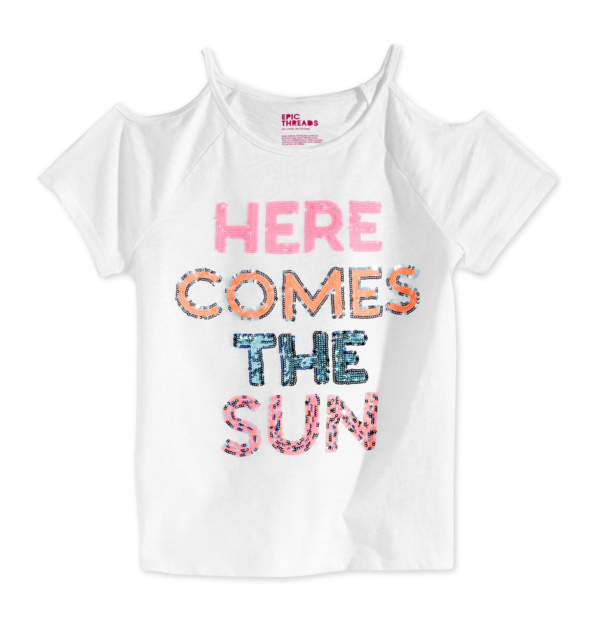 Epic Threads Sequin Cold Shoulder T-Shirt Big Girls