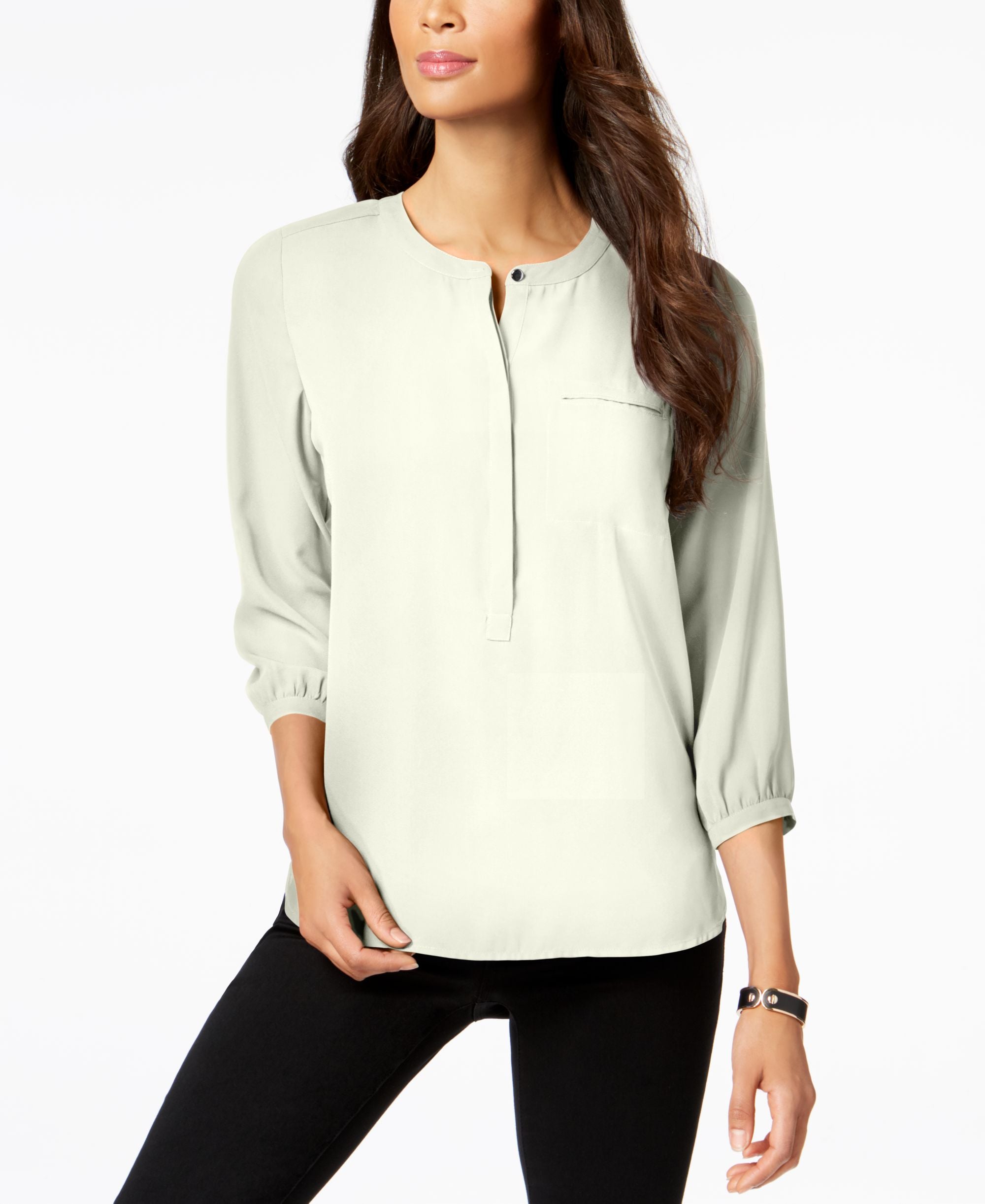 JM Collection Pleated Back Blouse