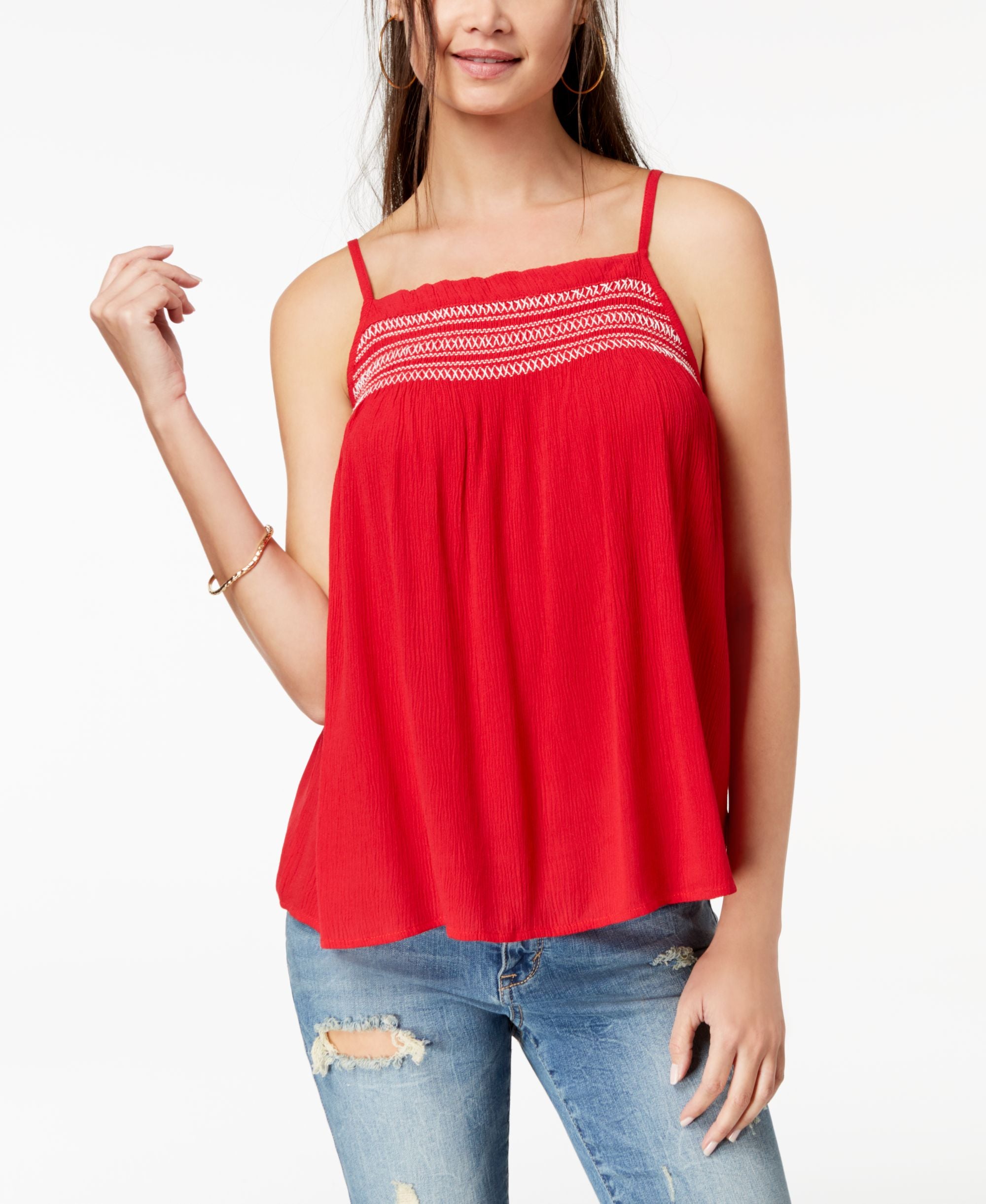 by Ikeddi Juniors' Embroidered Smocked Tank Top