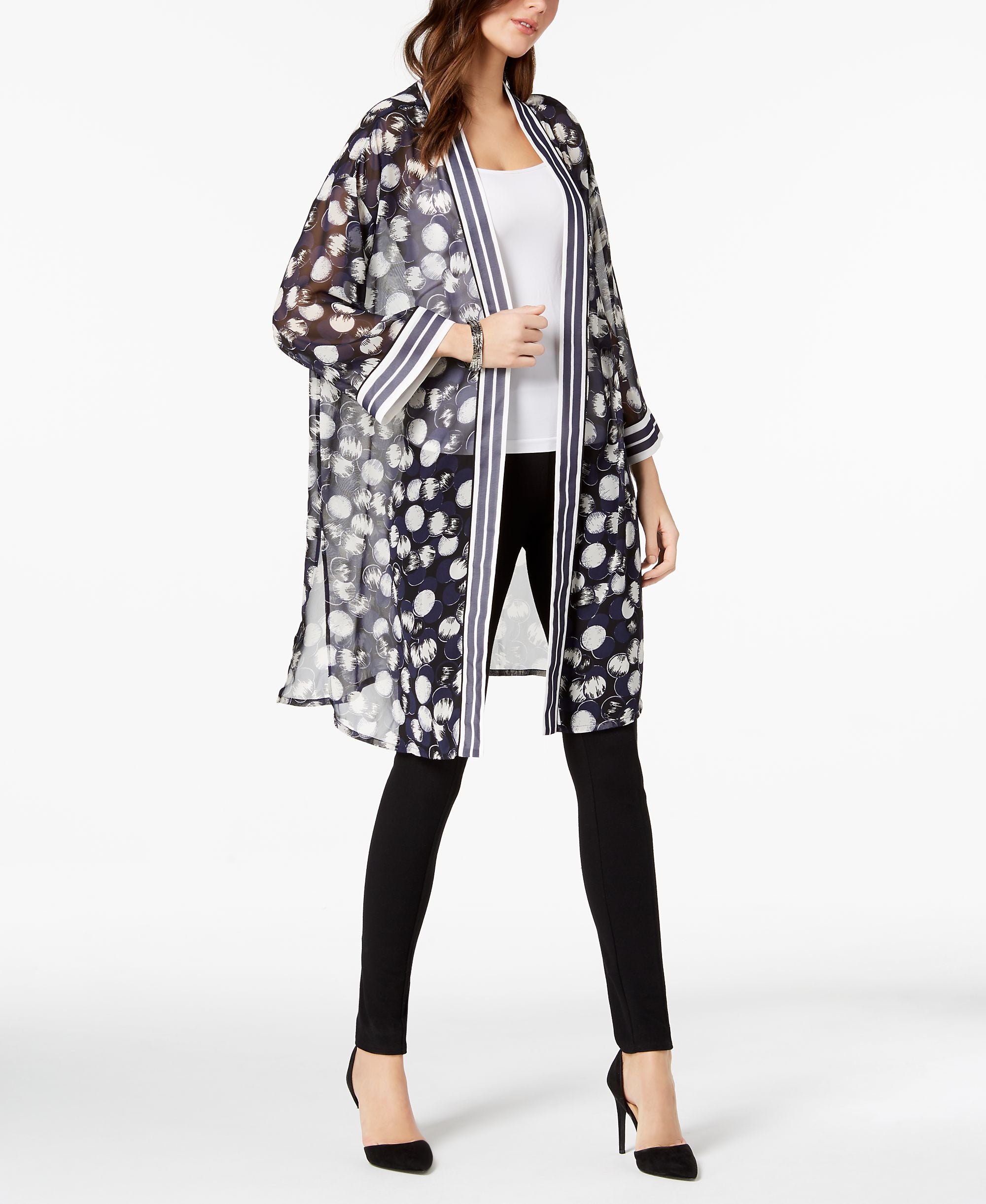 Alfani Petite Long Printed Kimono Jacket