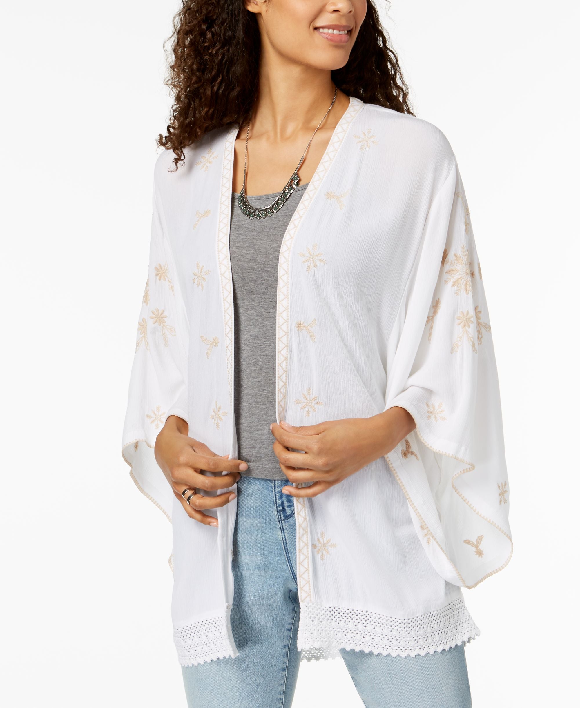 Style & Co Embroidered Kimono