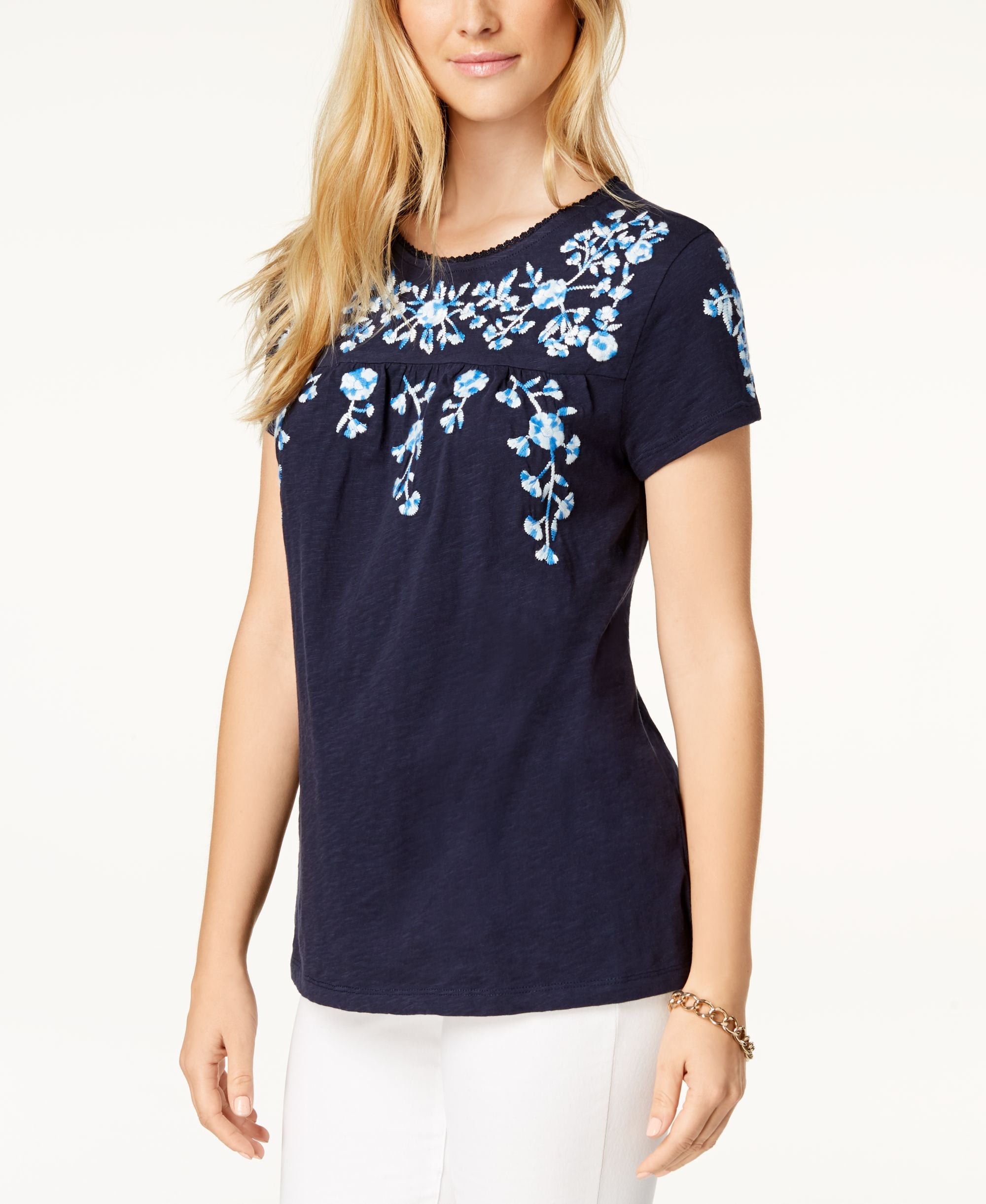 Charter Club Cotton Floral Print T-Shirt