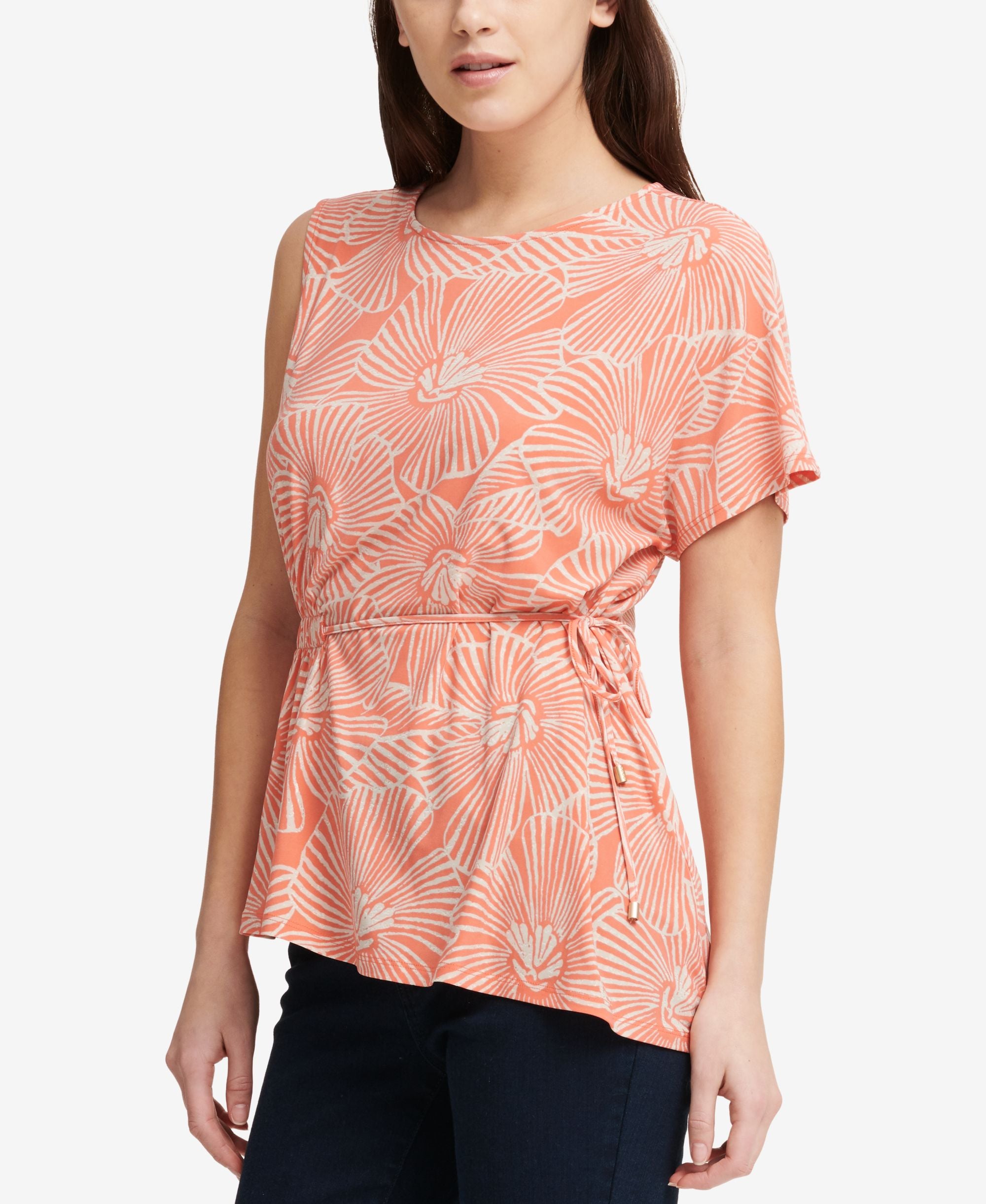 DKNY Printed Asymmetrical Top