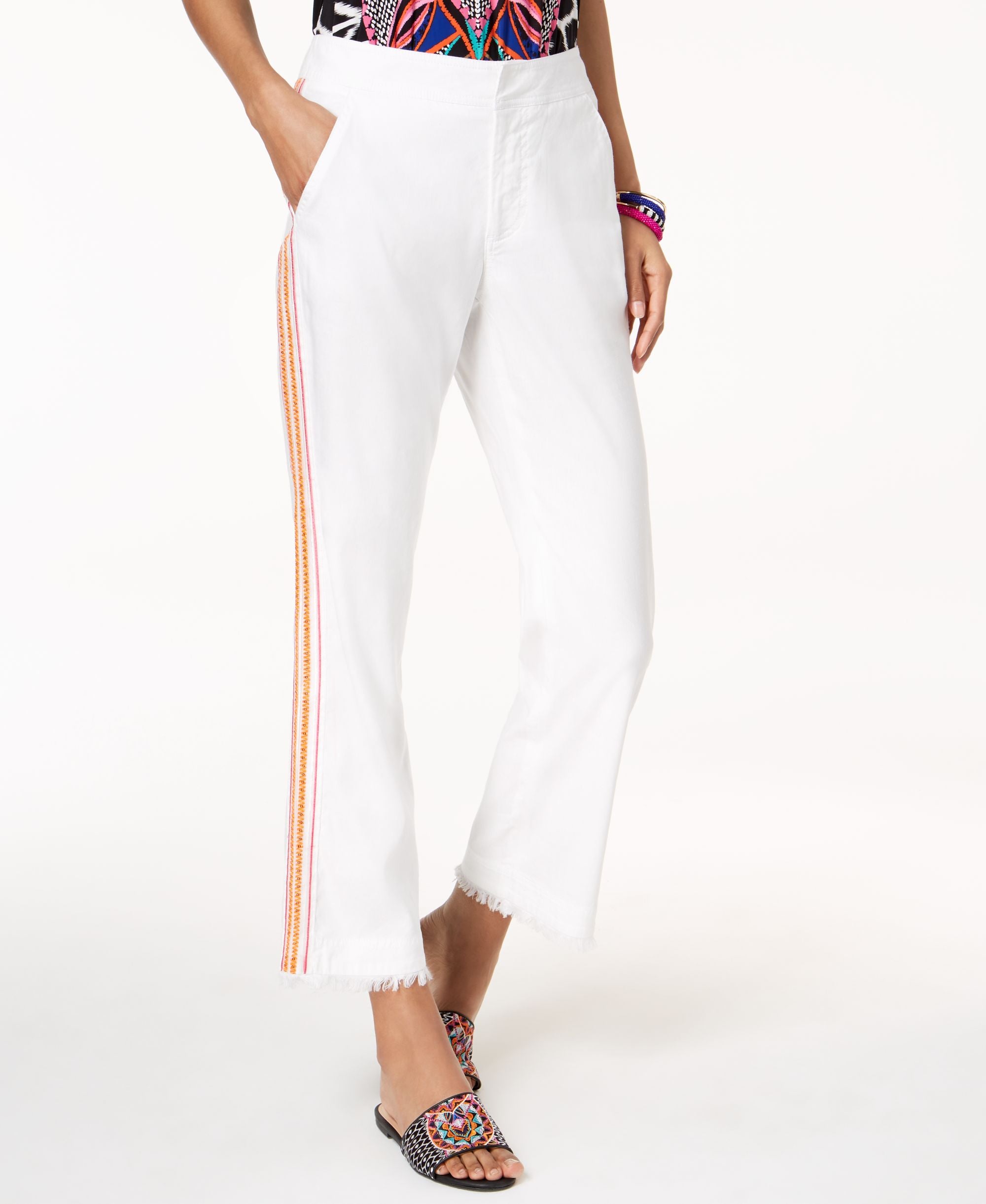 Trina Turk X I.N.C. Embroidered Linen Blend Pants