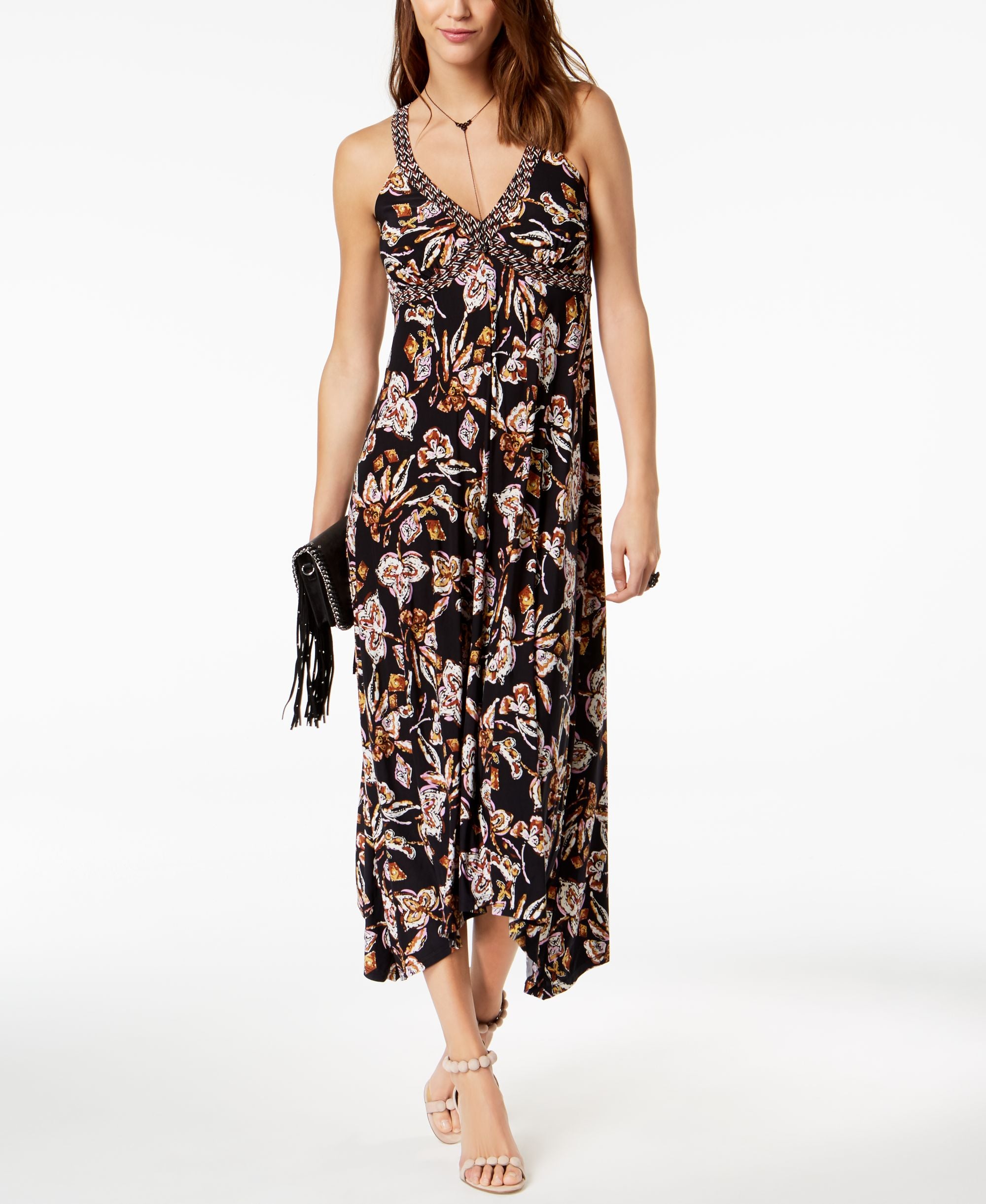 Printed Handkerchief Hem Dress