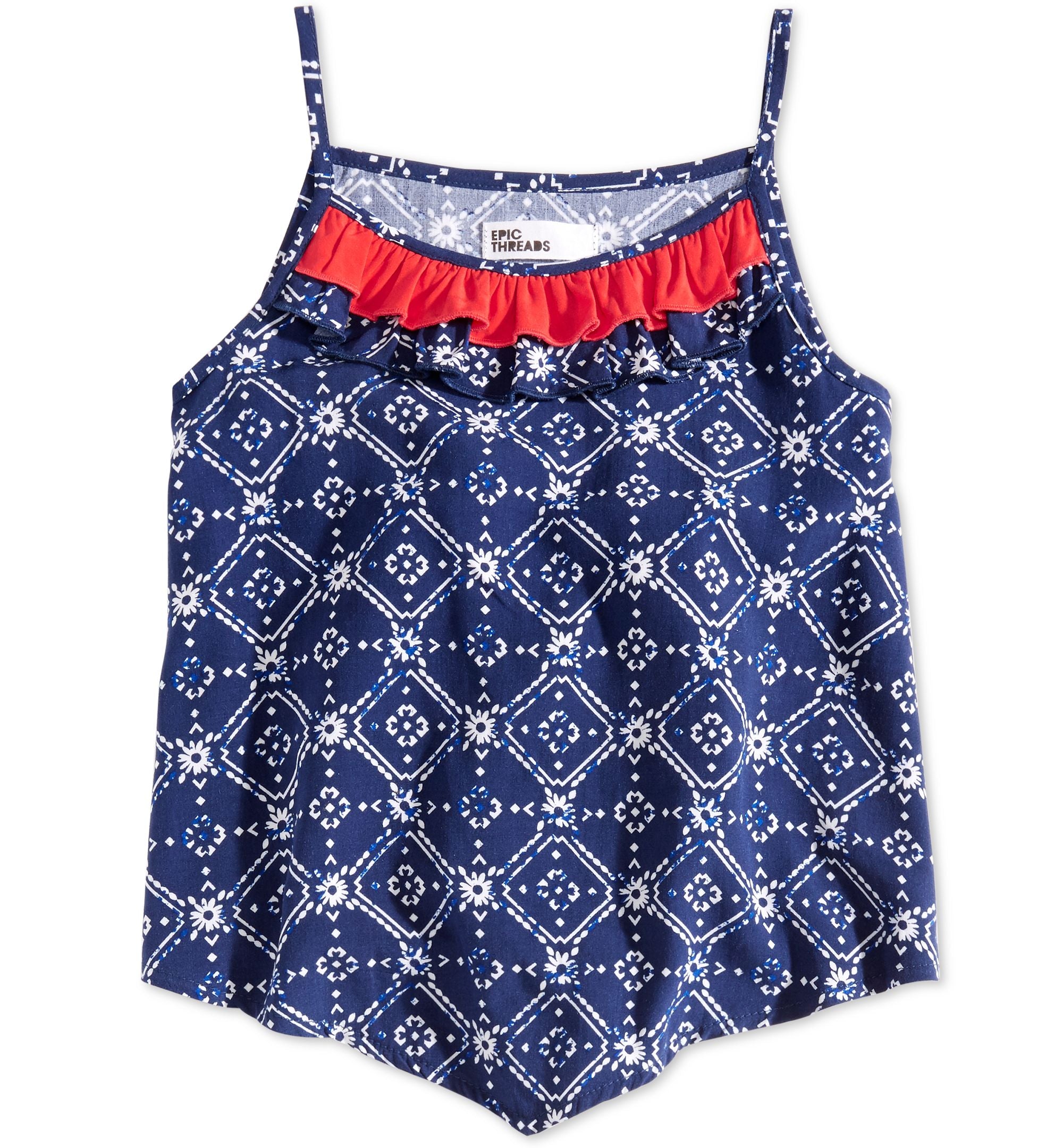 Epic Threads Toddler Girls Printed Ruffle Trim Tank Top