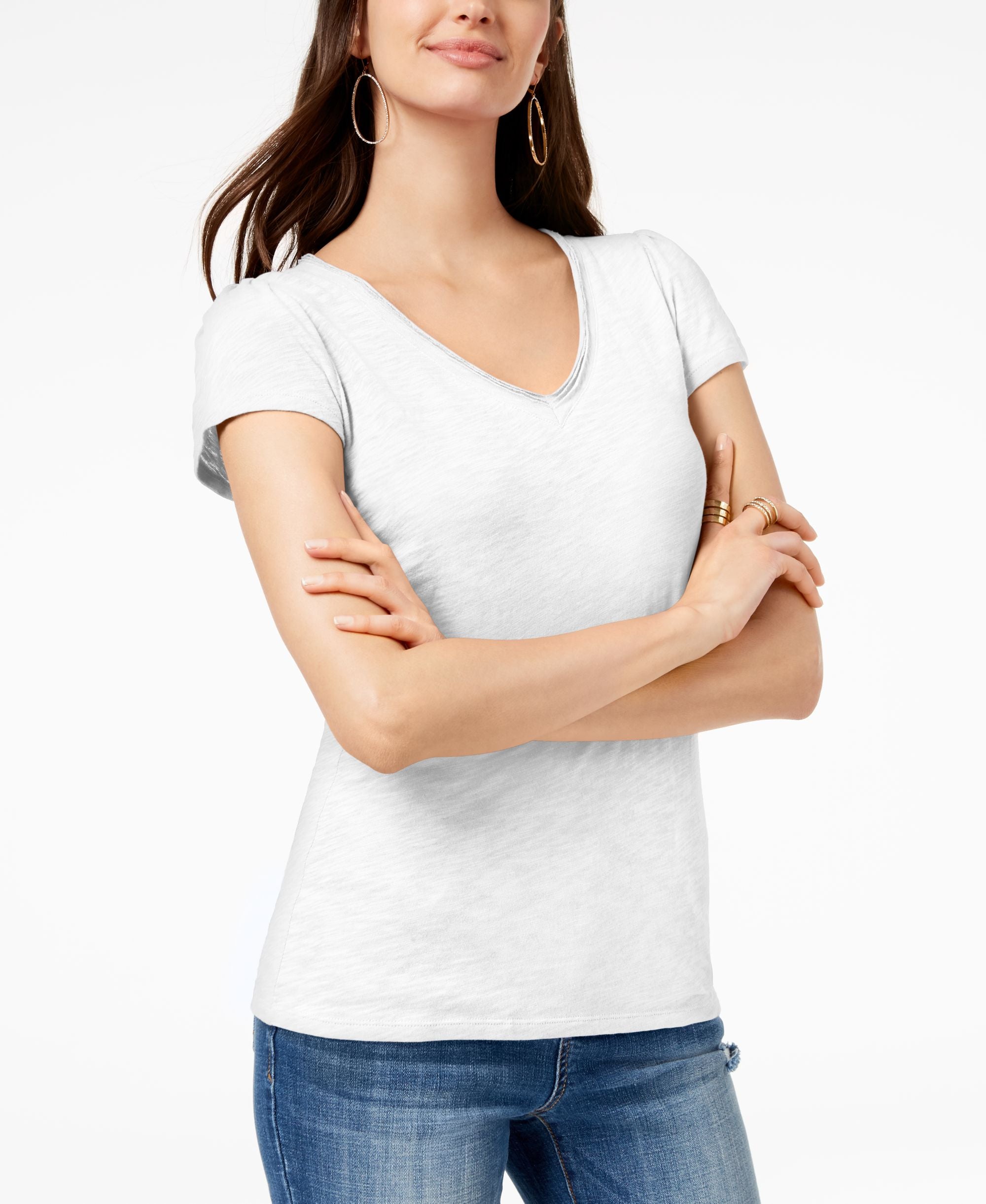 Cotton V Neck T-Shirt