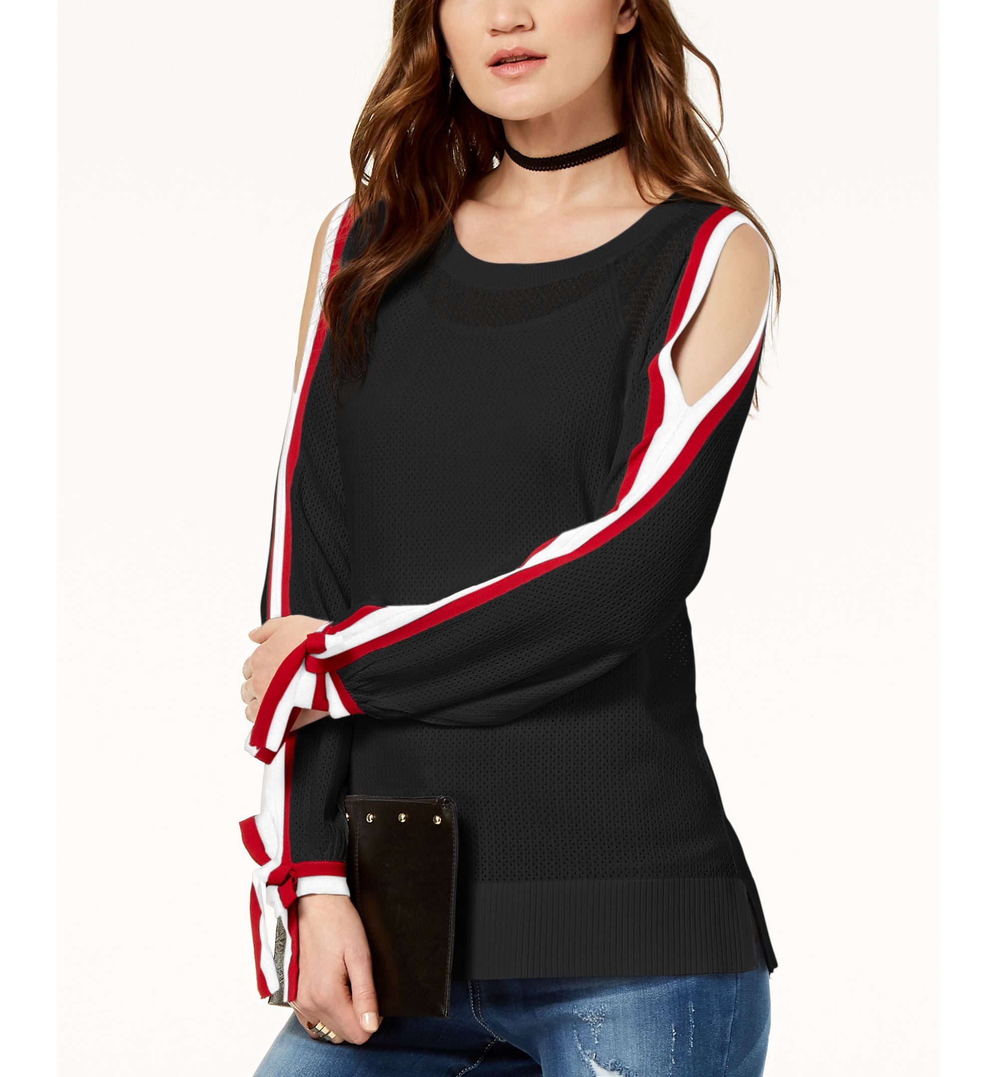 Petite Striped Sleeve Sweater