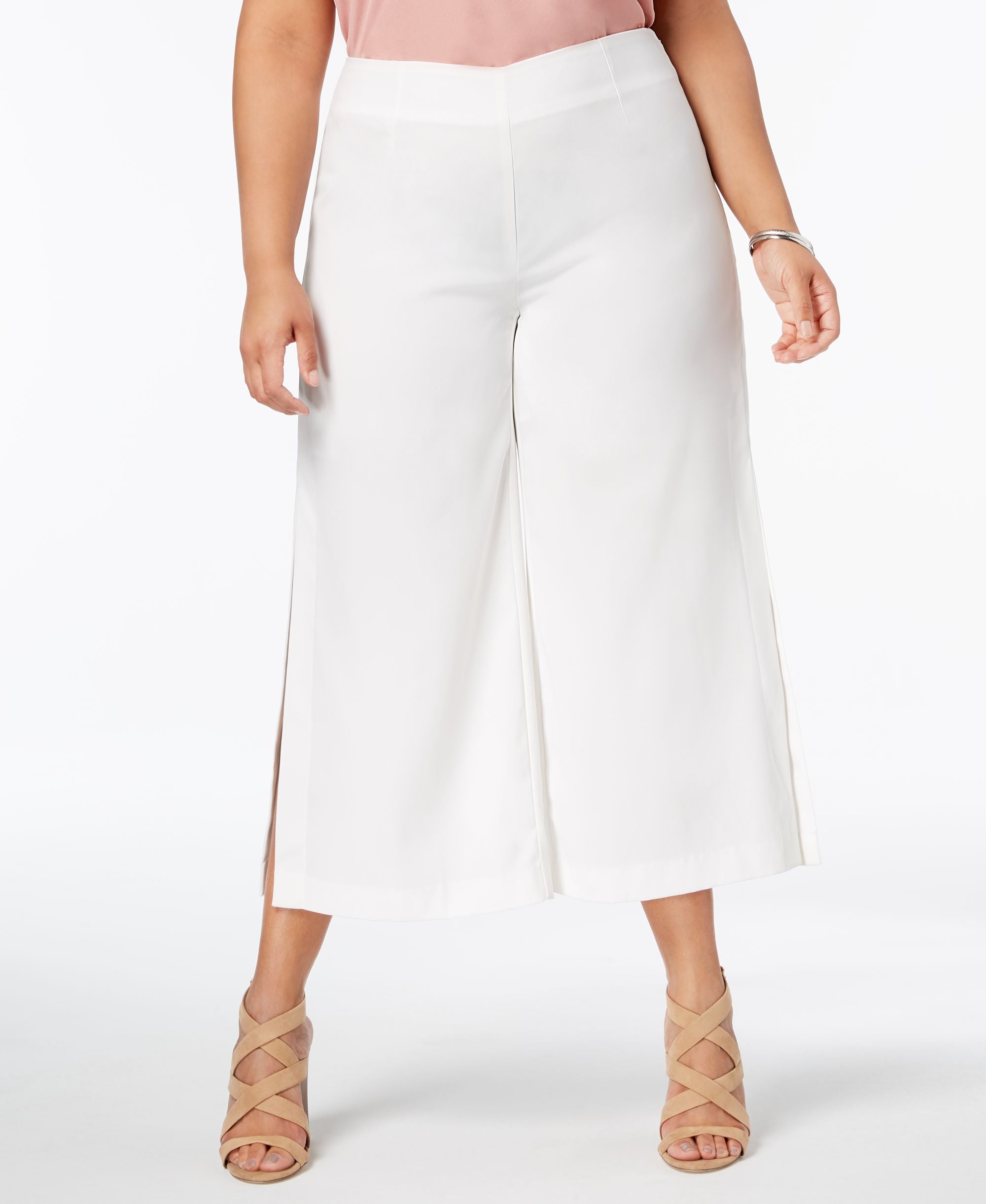 NY Collection Split Wide Leg Cropped Pants