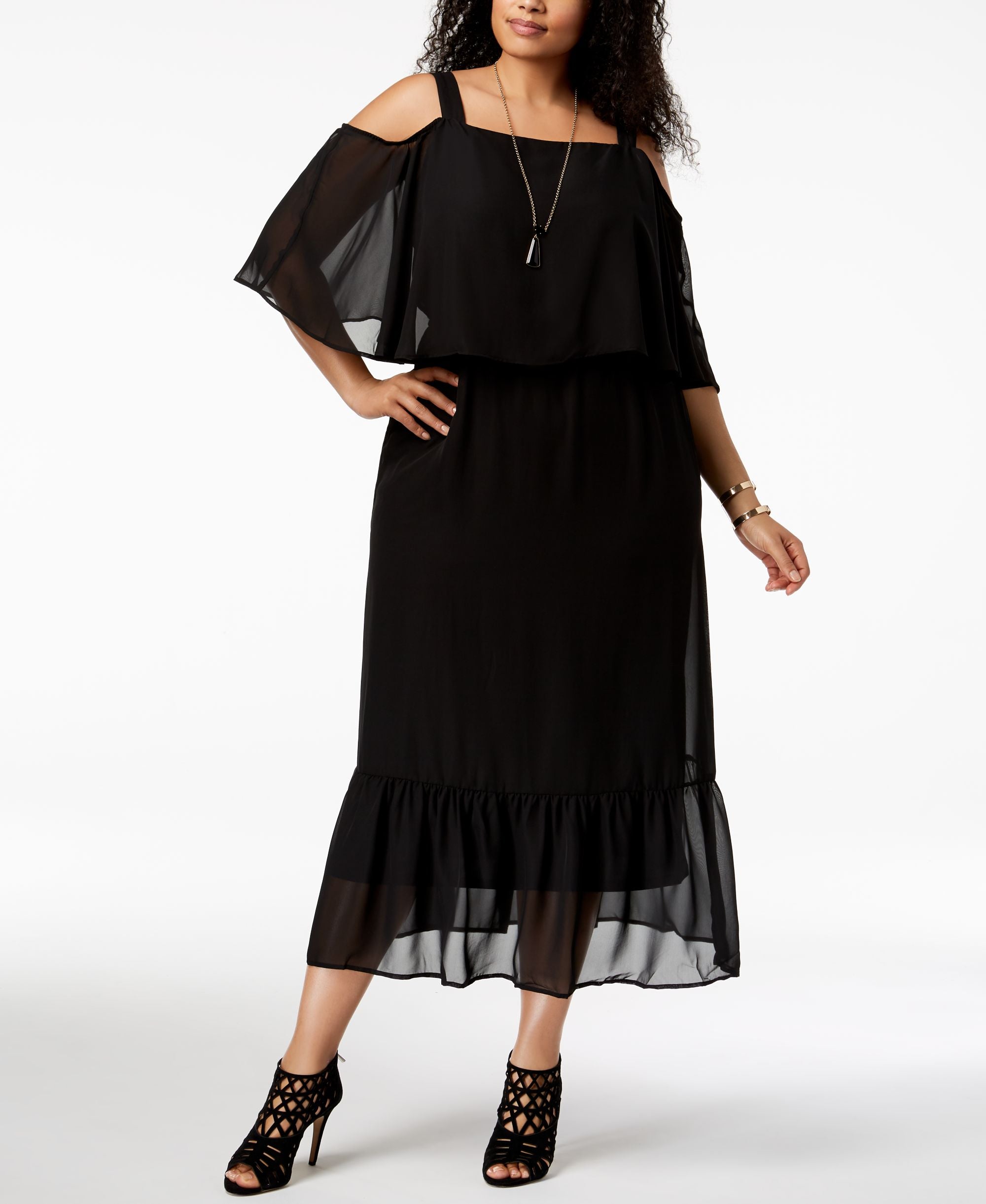 NY Collection Plus Petite Plus Size Cold Shoulder Maxi Dress