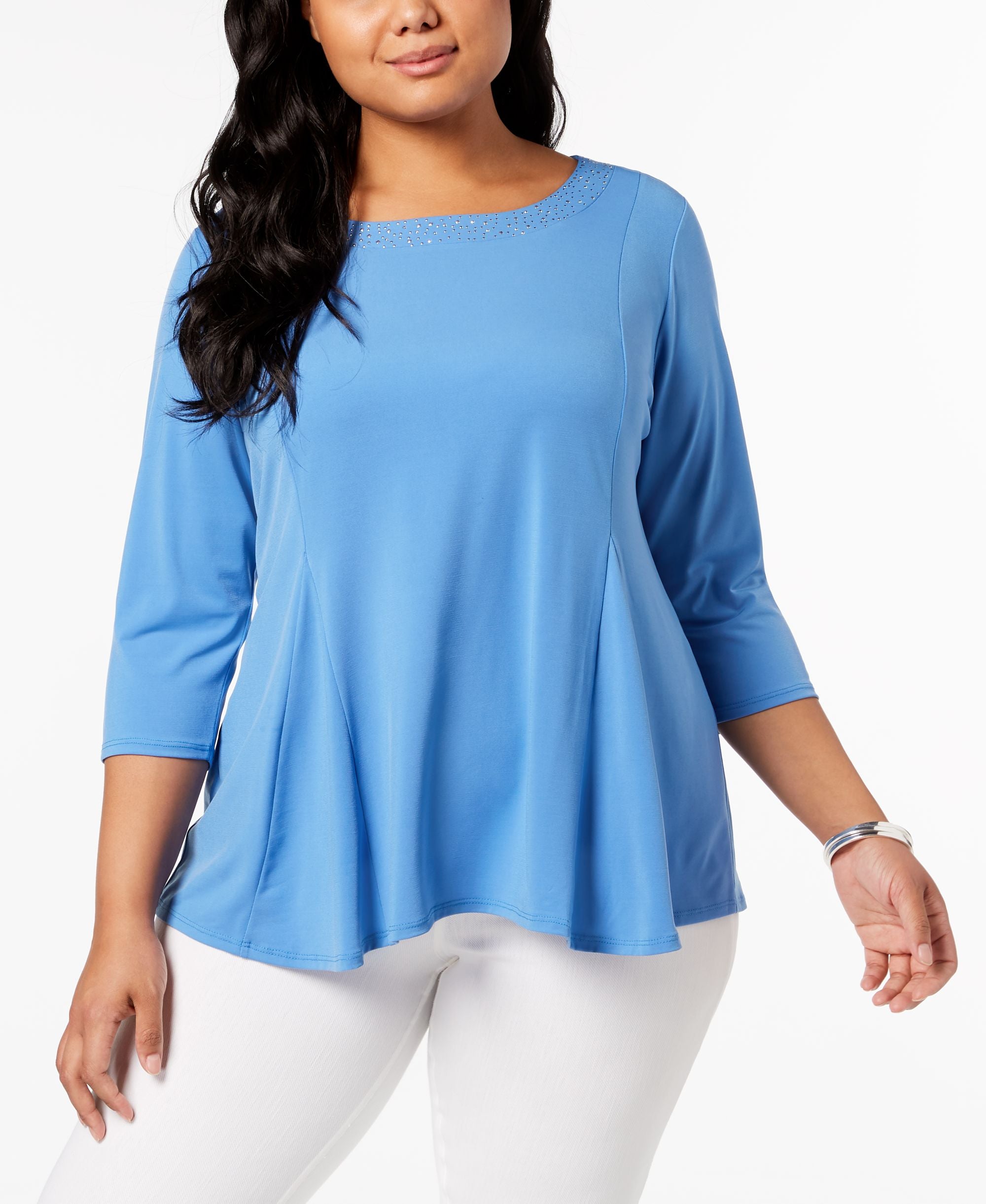 NY Collection Plus Size Studded Swing Tunic