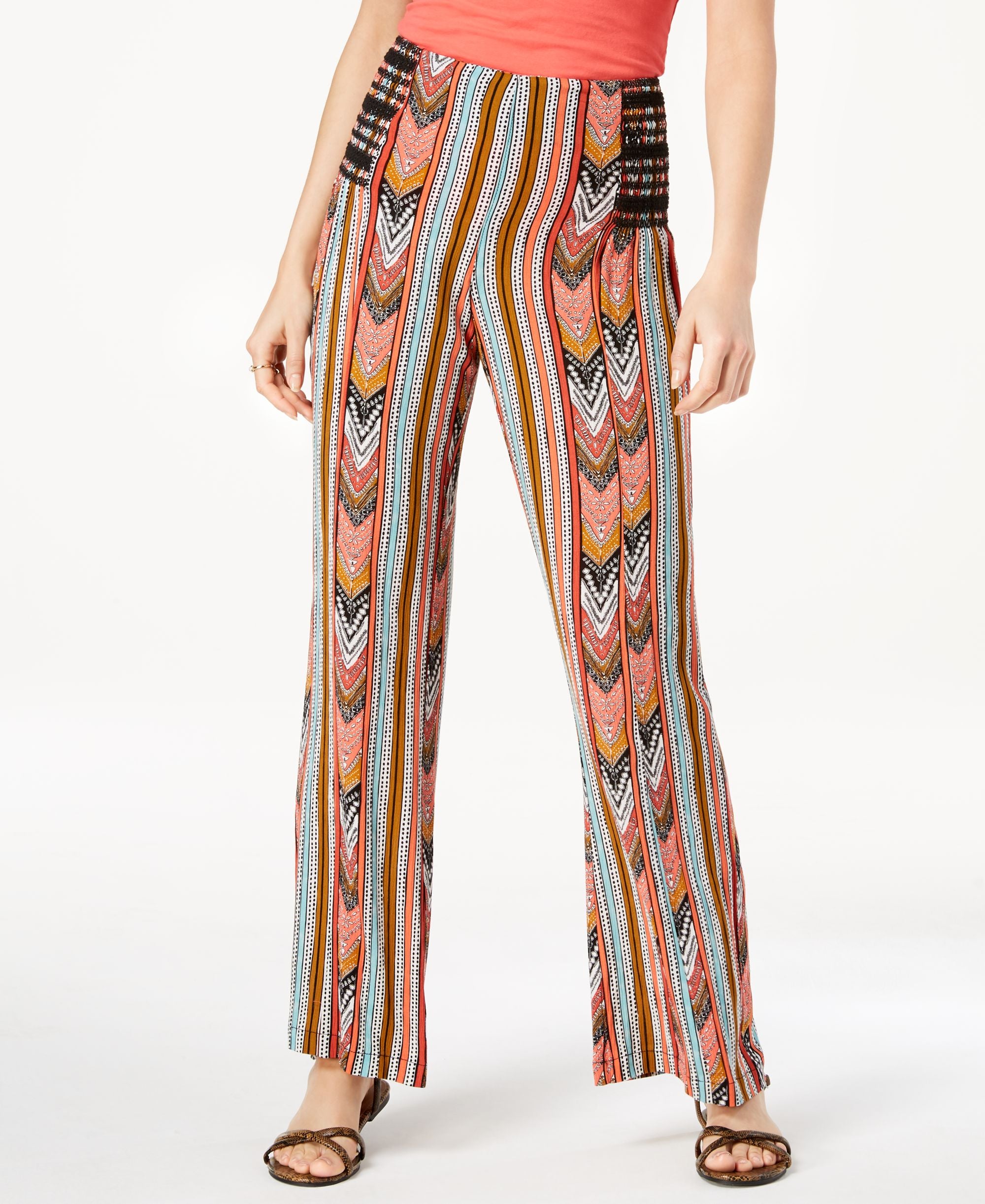 Rewash Juniors Printed Smocked Waist Pants