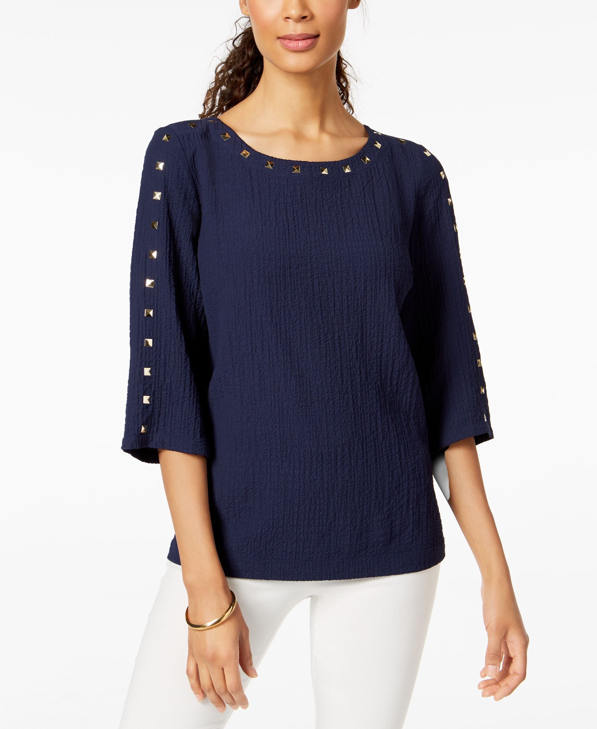 JM Collection Petite Studded Textured Top