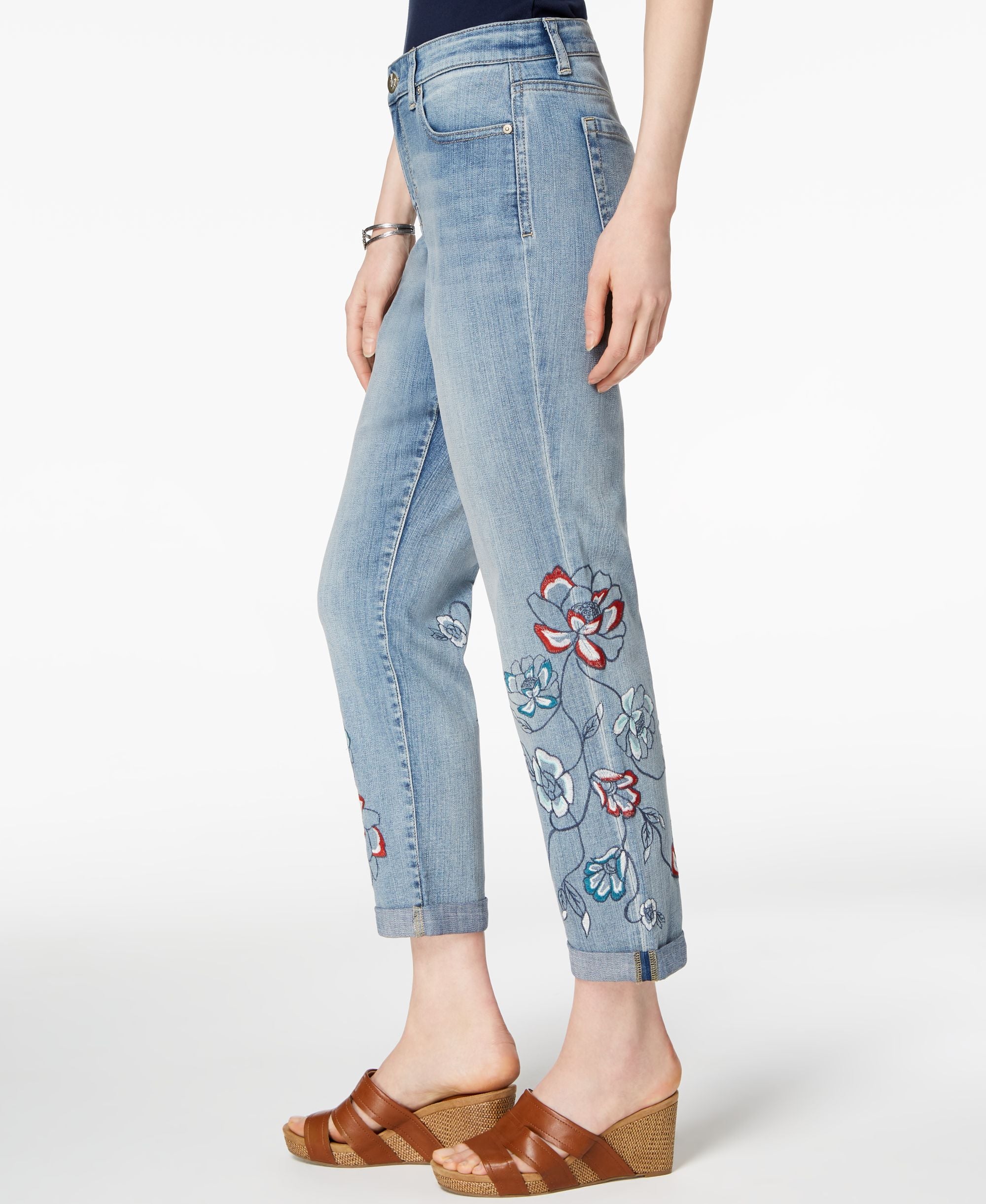 Style & Co Embroidered Boyfriend Jeans