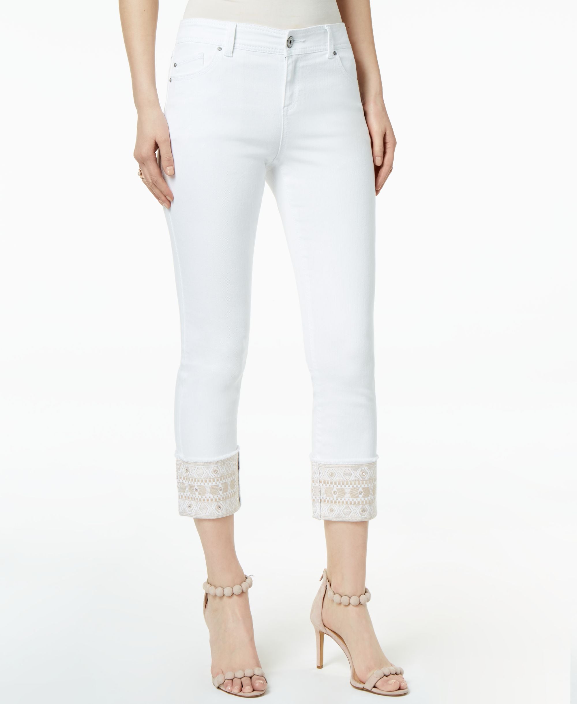 Embroidered Cuffed Jeans