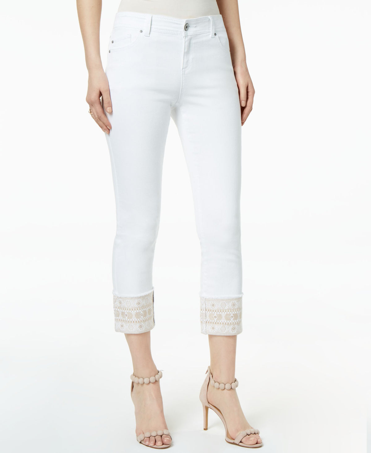 Embroidered Cuffed Jeans