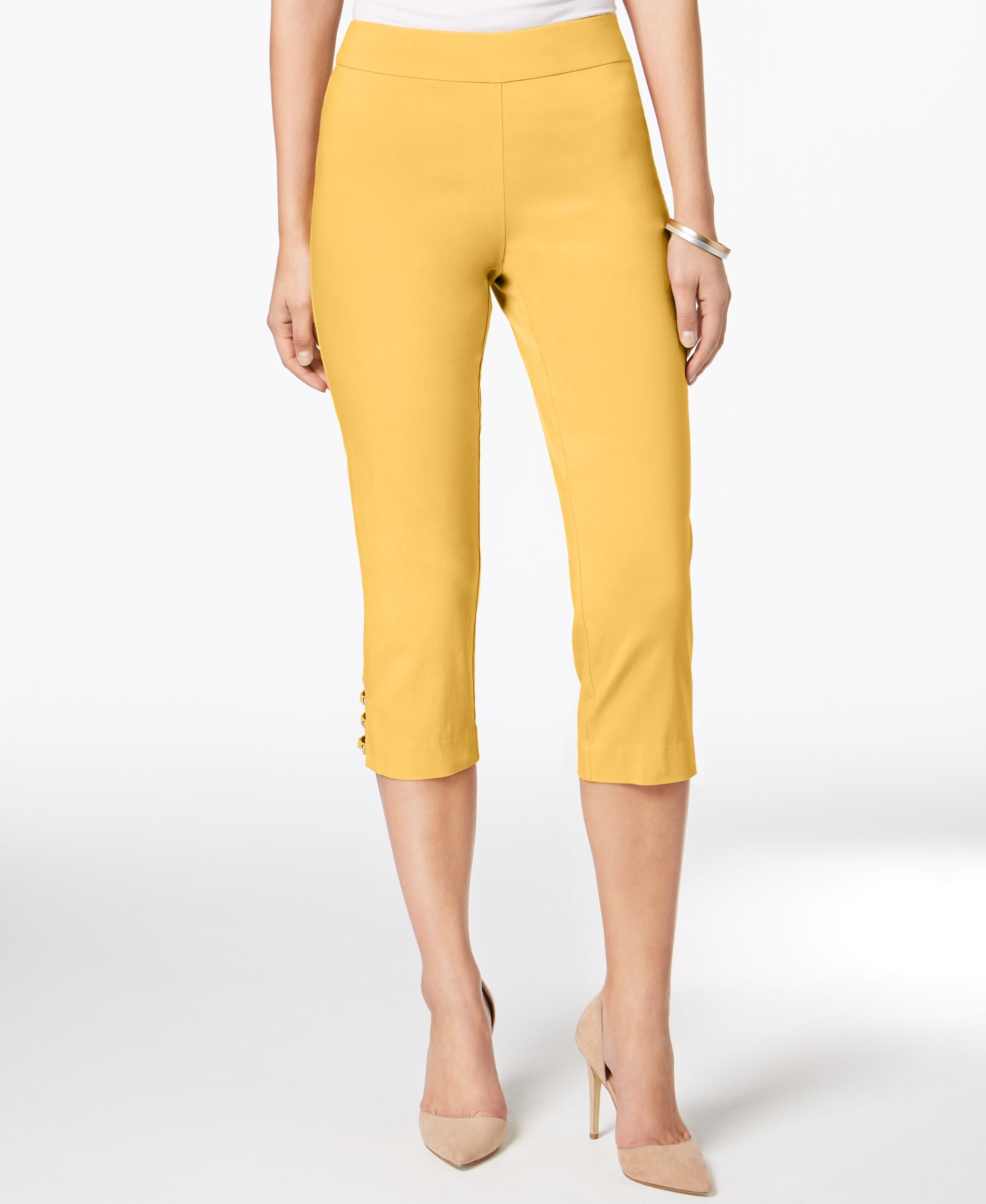 Petite Lattice-Hem Capri Pants