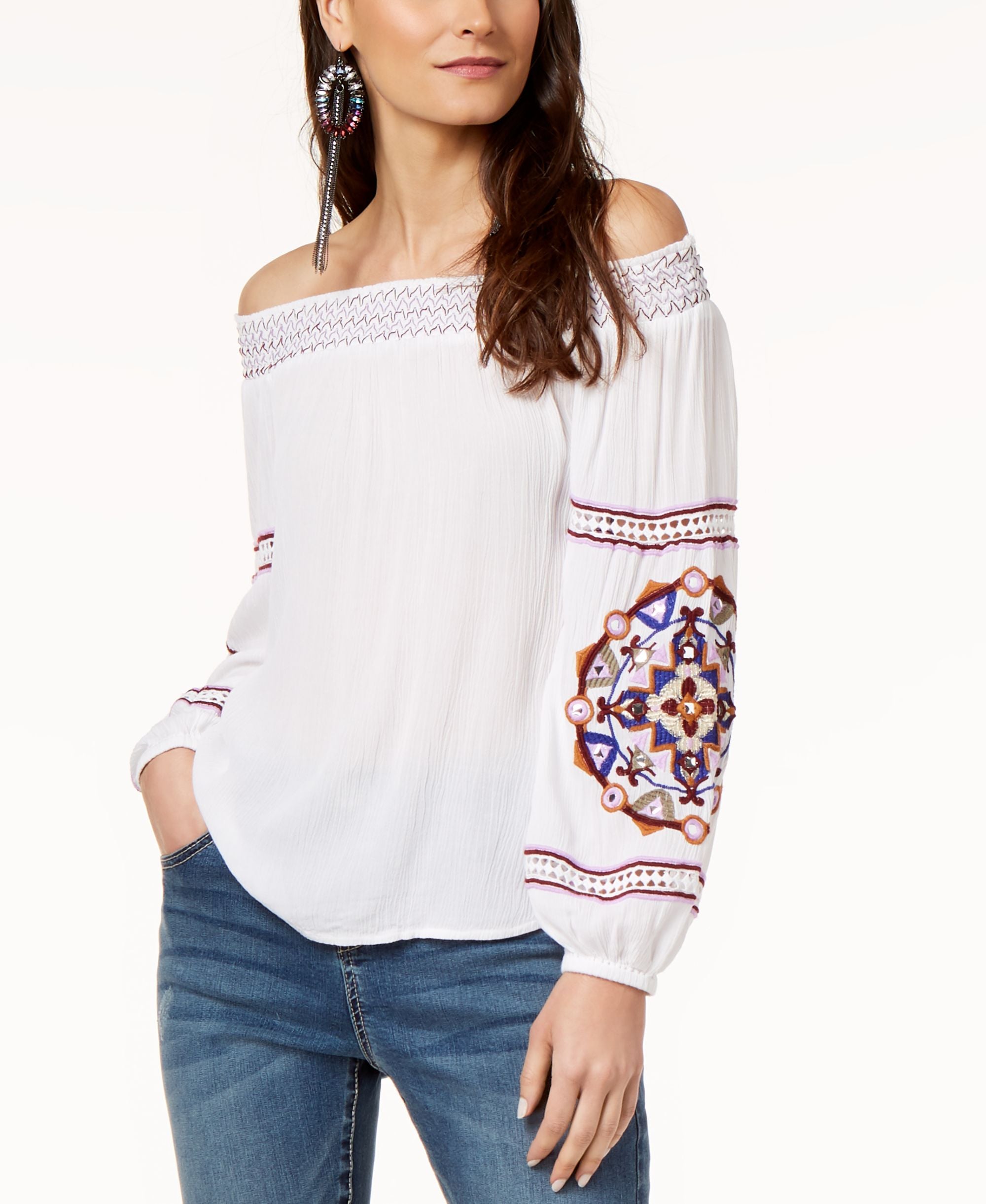 Off The Shoulder Embroidered Top