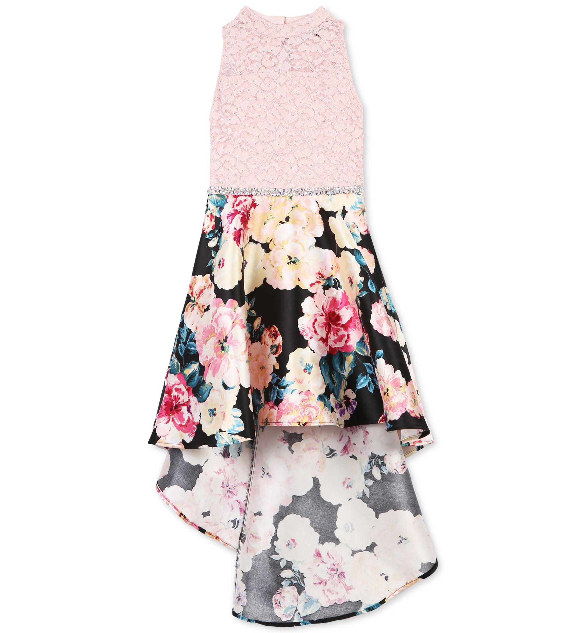 Speechless Big Girls Glitter Lace Floral Print Dress