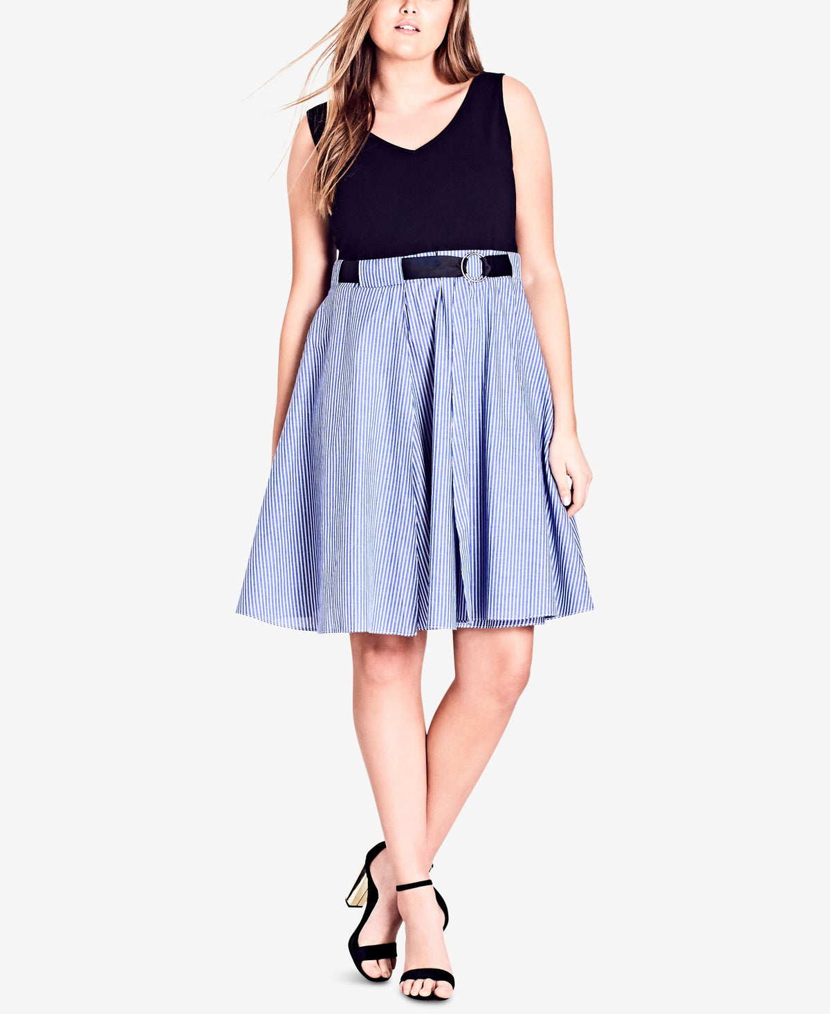 Trendy Plus Size Contrast Fit & Flare Dress