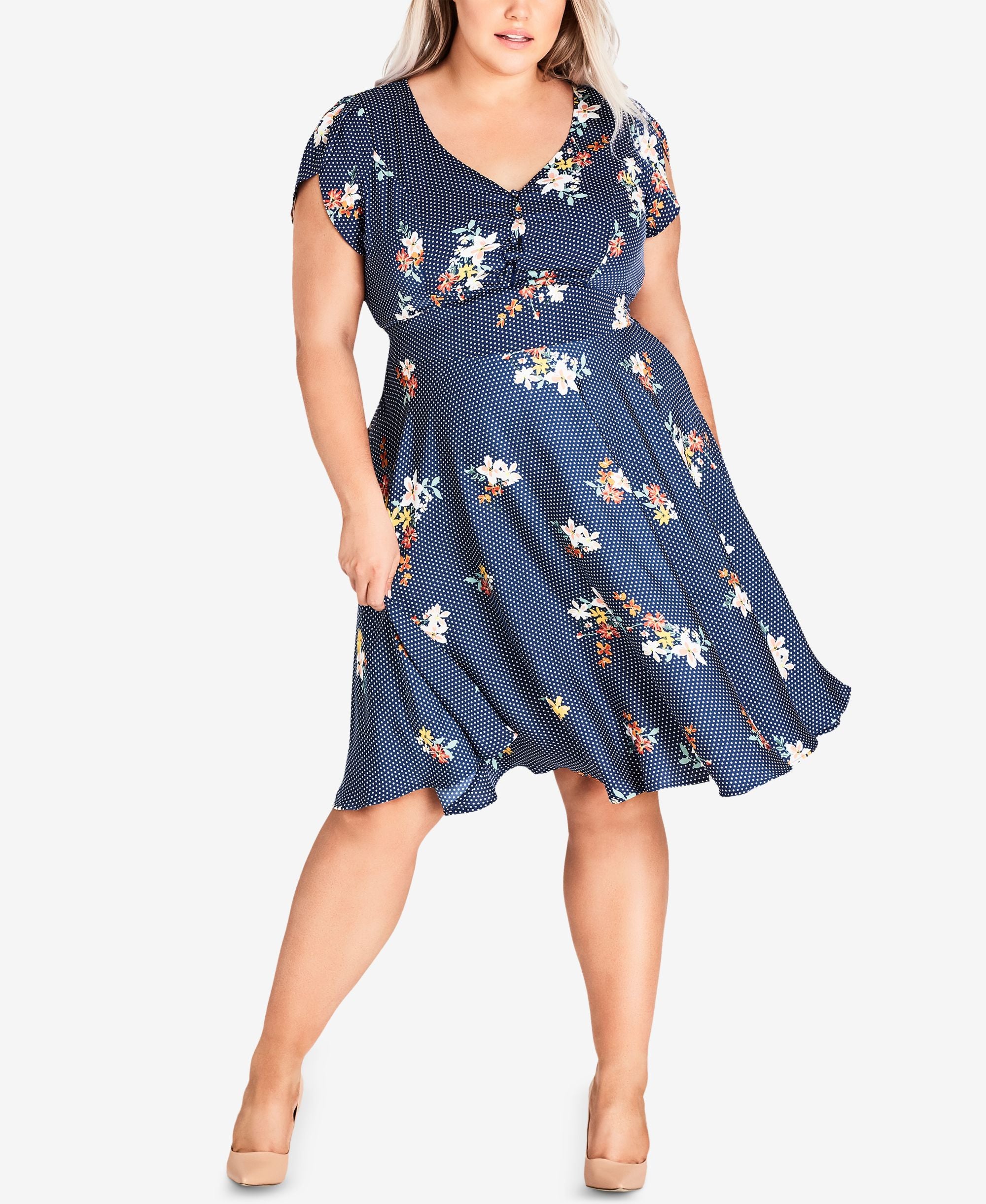 City Chic Trendy Plus Size Cap Sleeve Fit Flare Dress