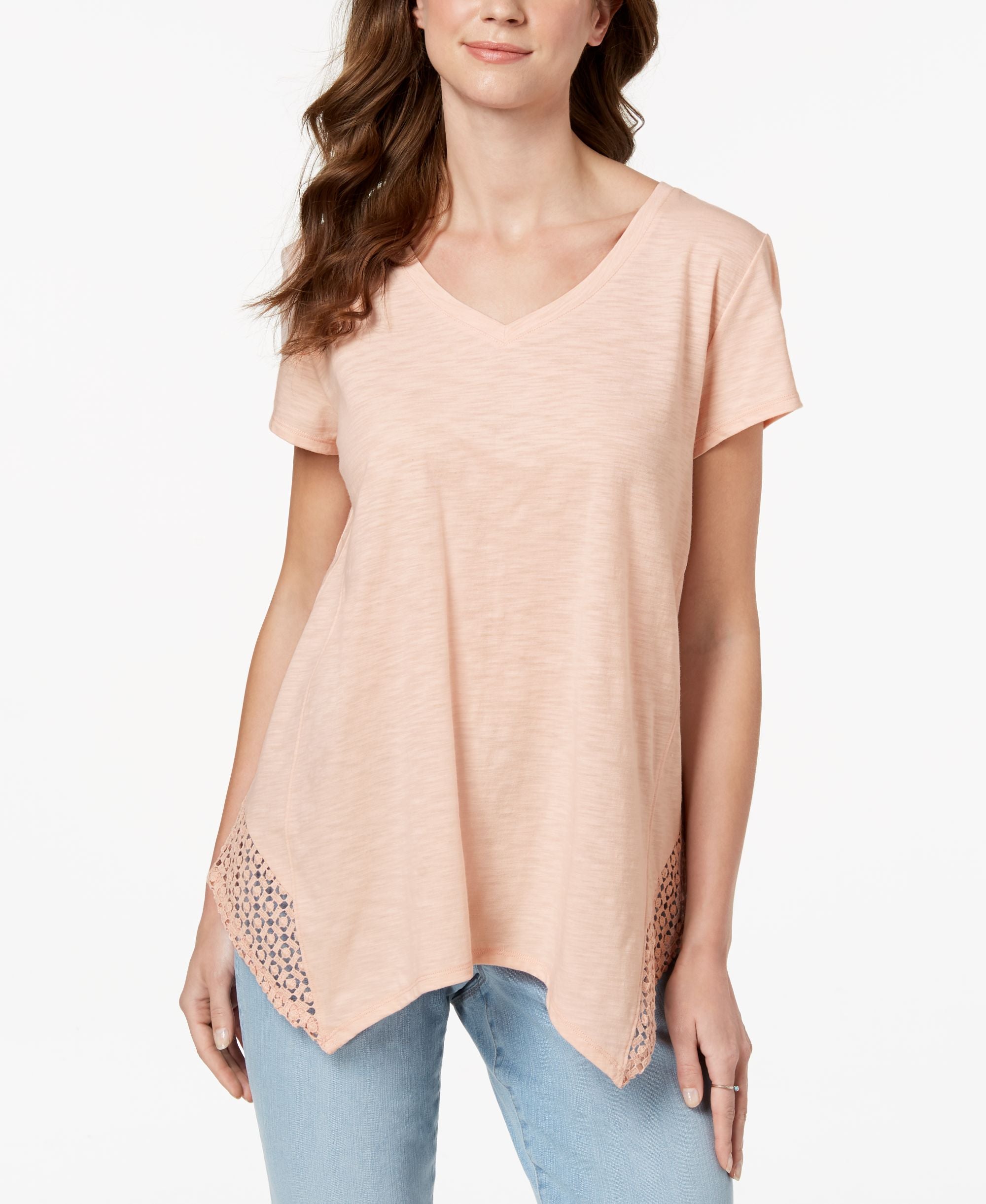 Crochet Handkerchief-Hem T-Shirt