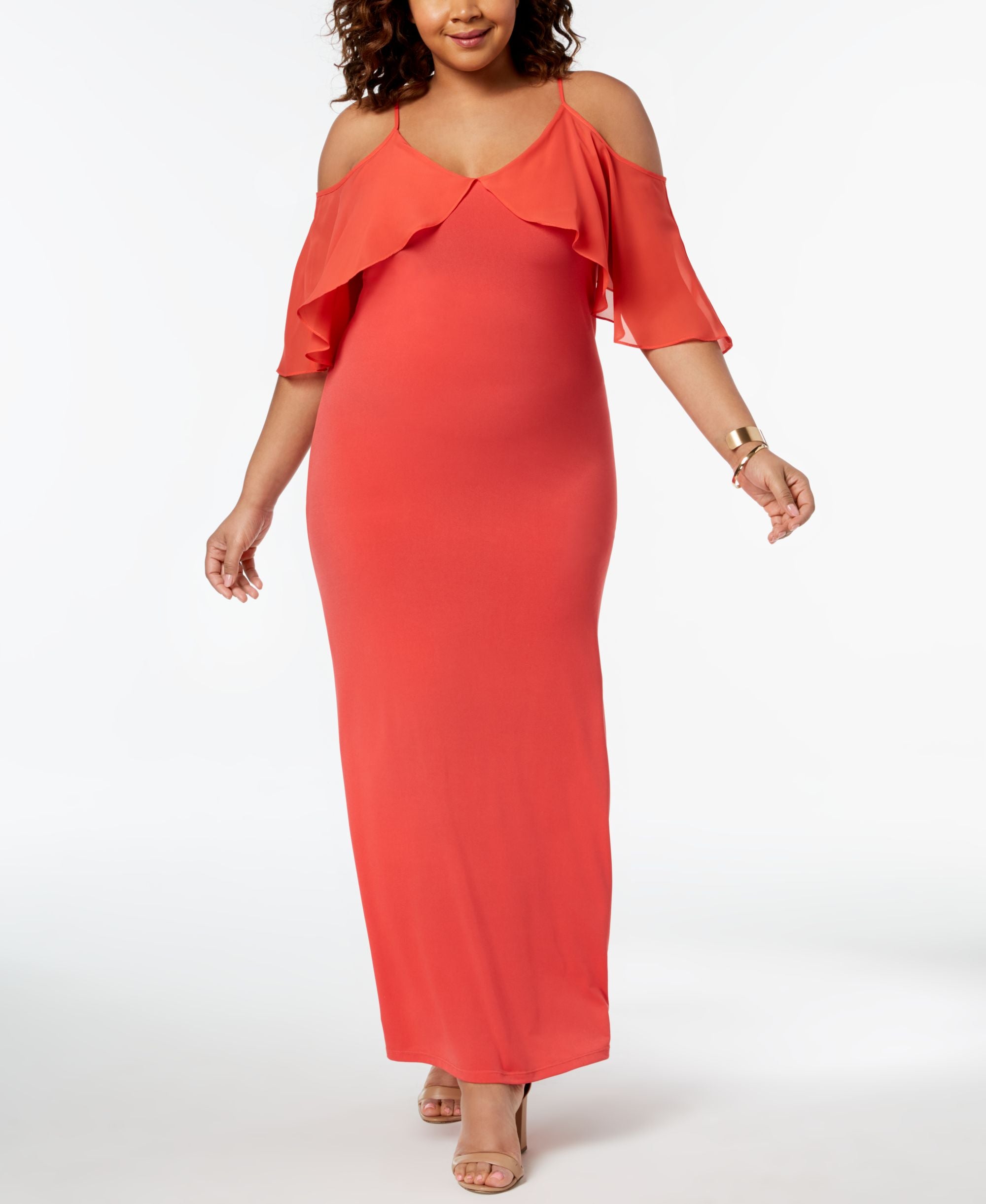 NY Collection Plus Petite Plus Size Cold Shoulder Maxi Dress