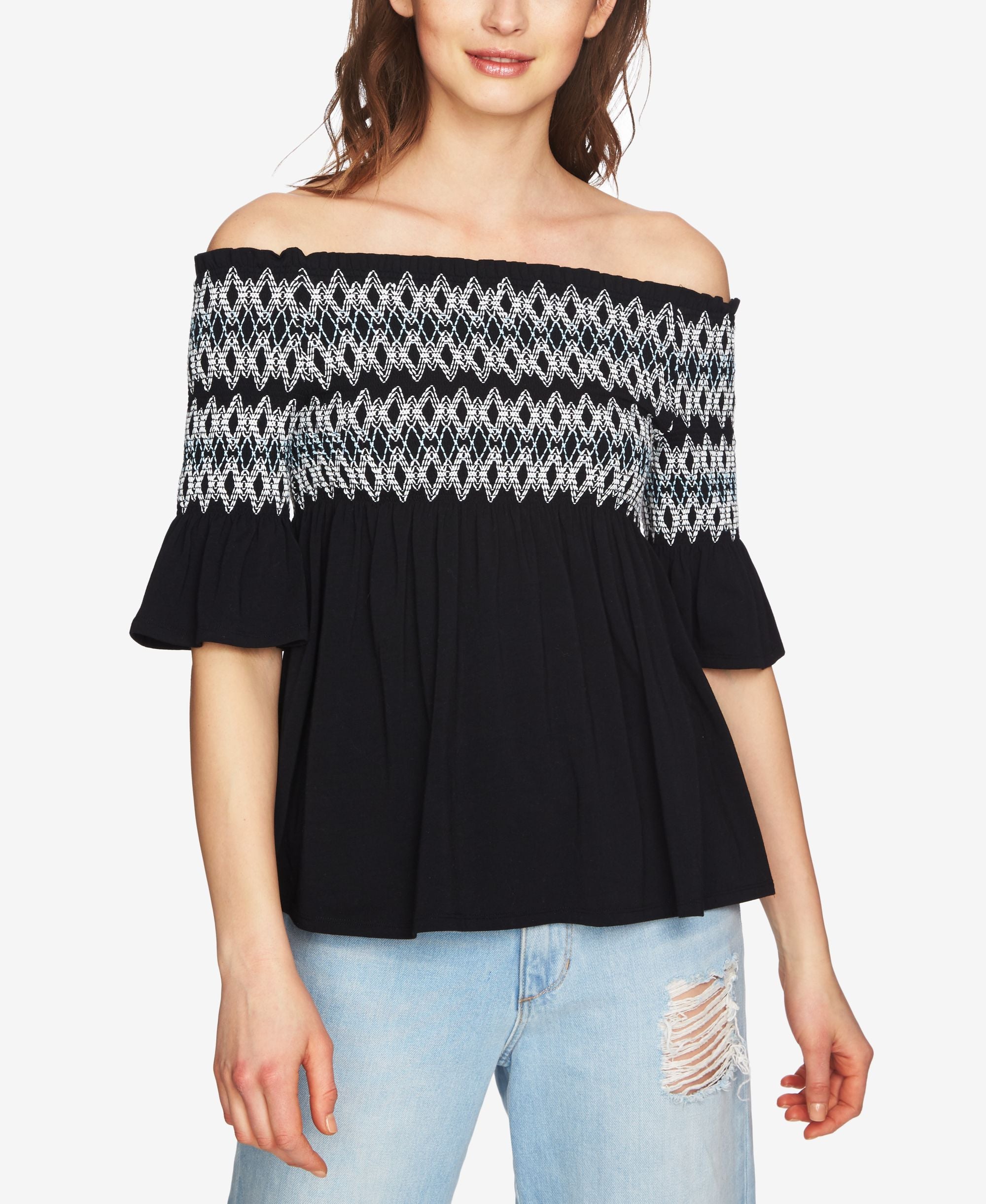 1.State Smocked Off The Shoulder Top