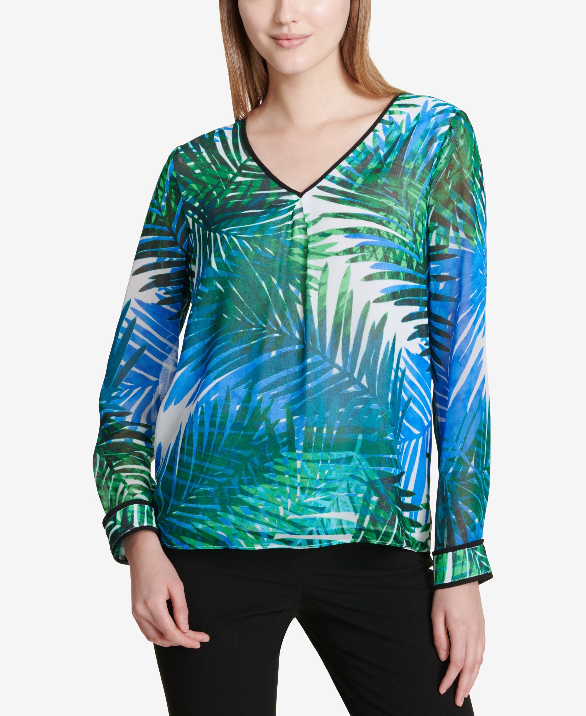 Calvin Klein Striped V Neck Top