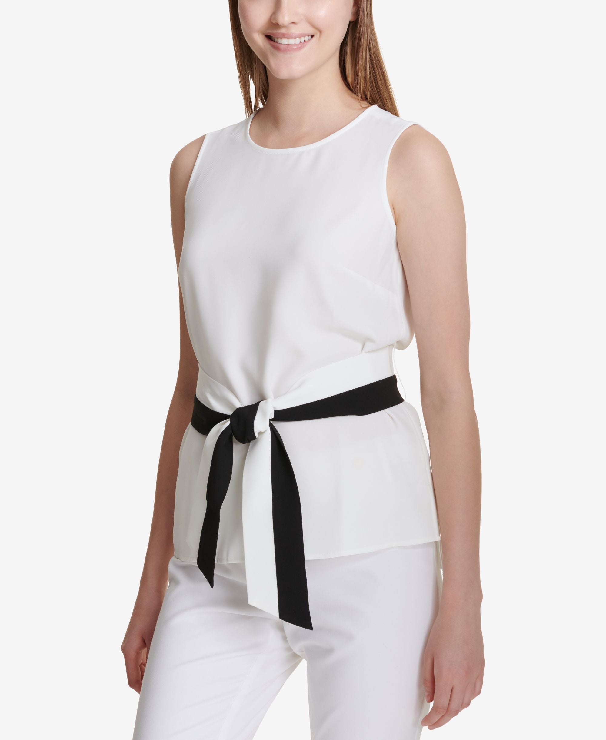 Calvin Klein Colorblocked Belted Top