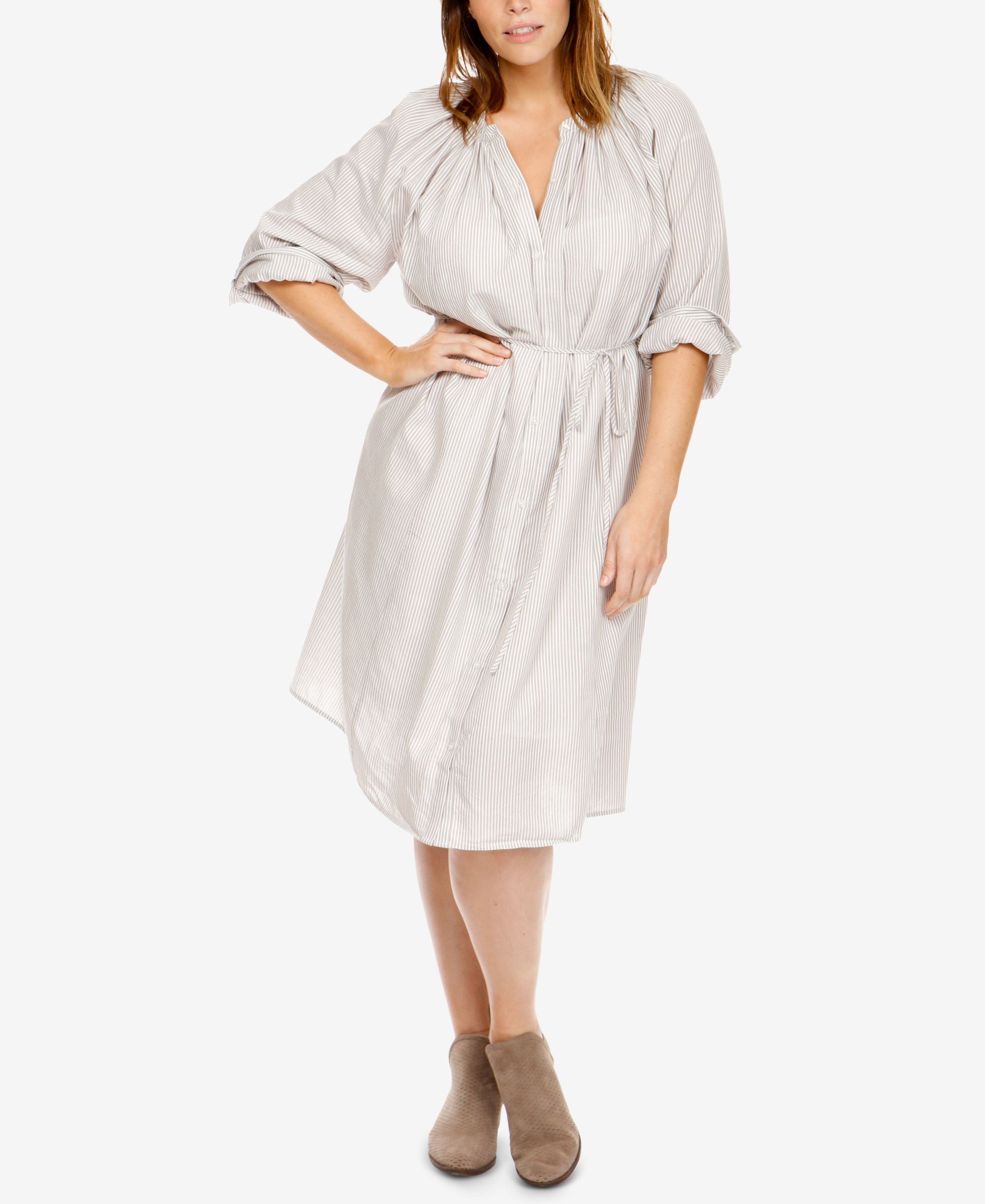 Lucky Brand Plus Size Cotton Striped Shirt Dress
