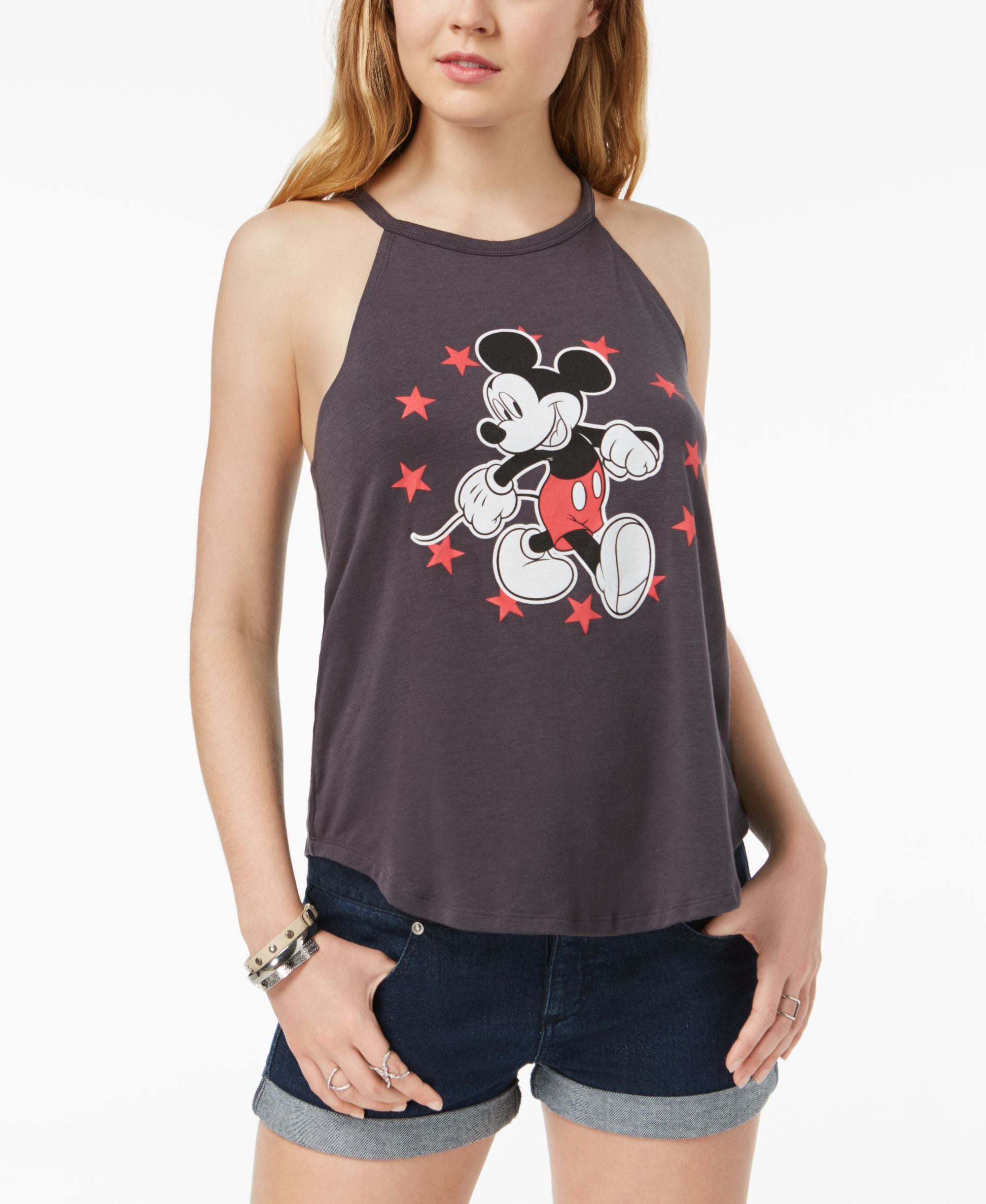 Hybrid Juniors Mickey Mouse Graphic Print Halter Top