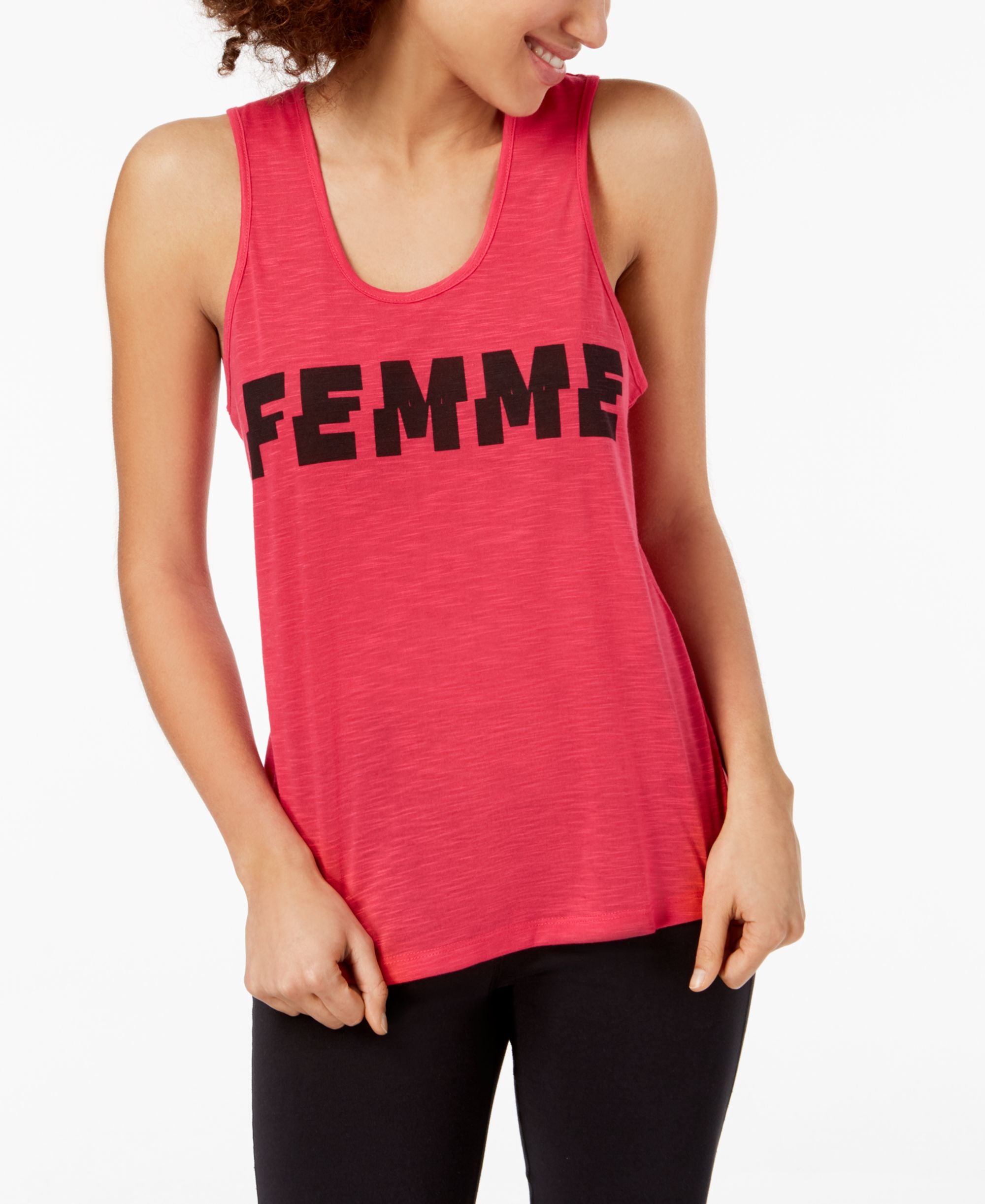 Material Girl Active Juniors Femme Graphic Knot Back Tank Top