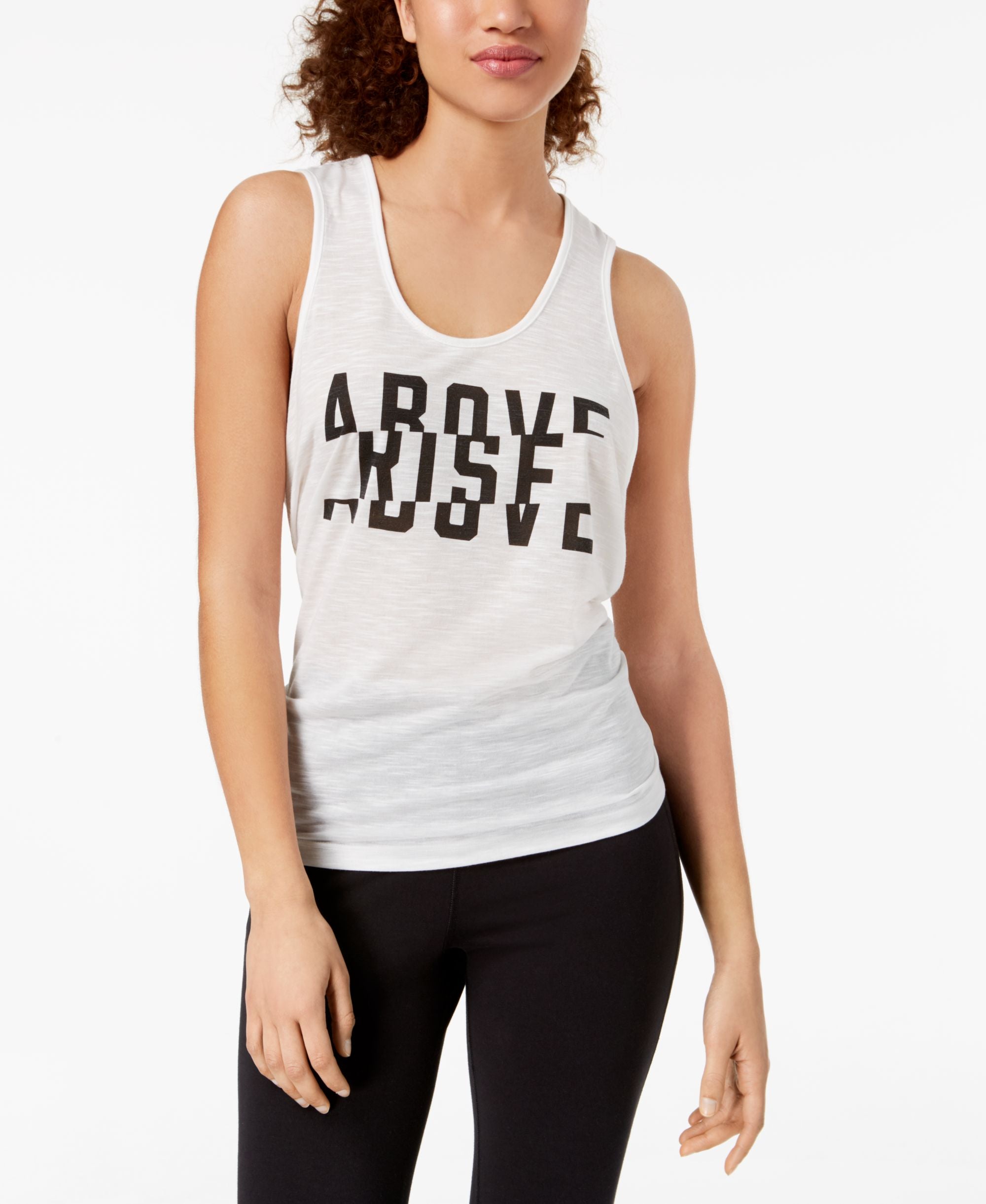 Material Girl Active Juniors Rise Above Graphic Knot Back Tank Top