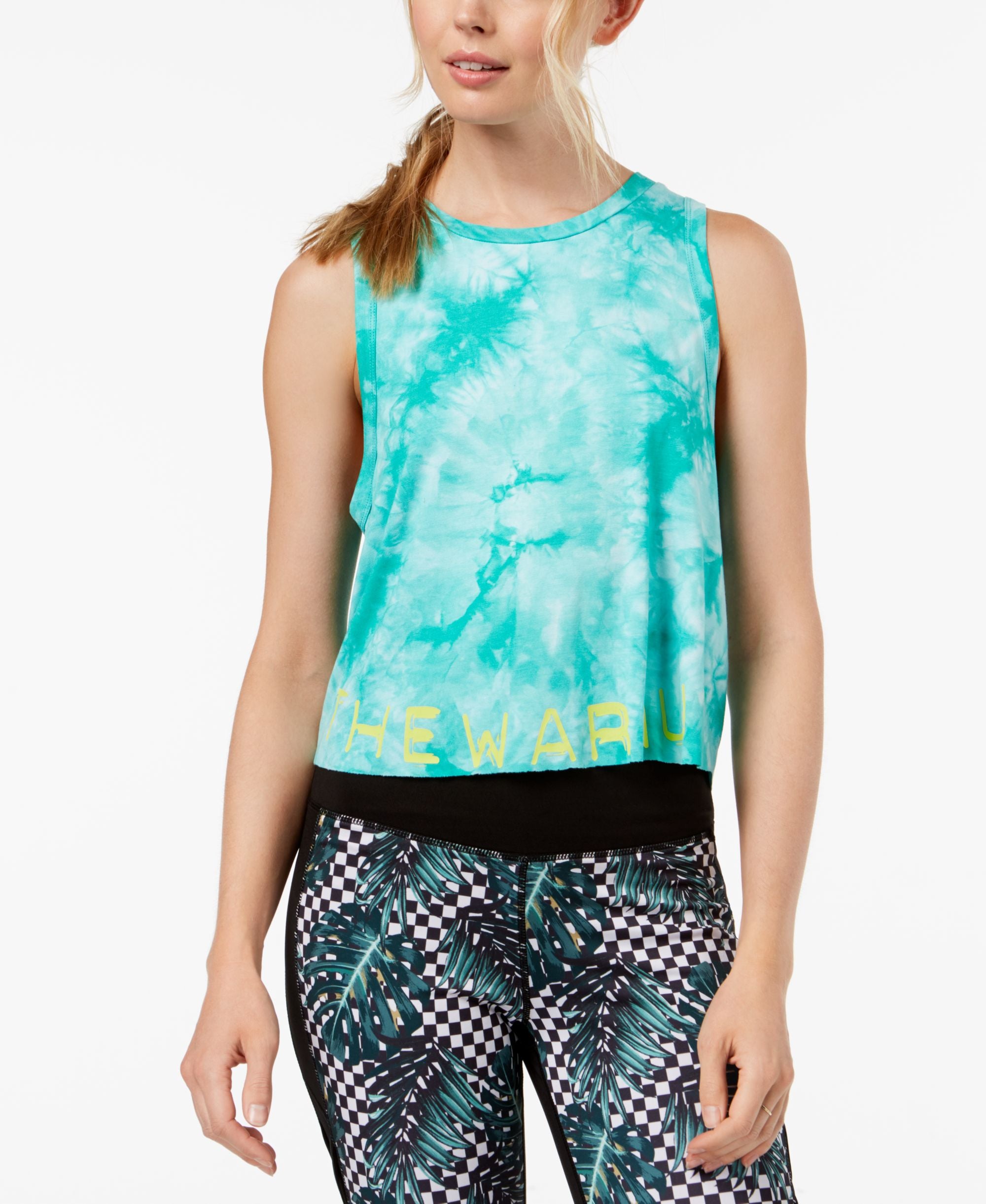 Jessica Simpson The Warmup Juniors Tie Dyed Logo Crop Tank Top