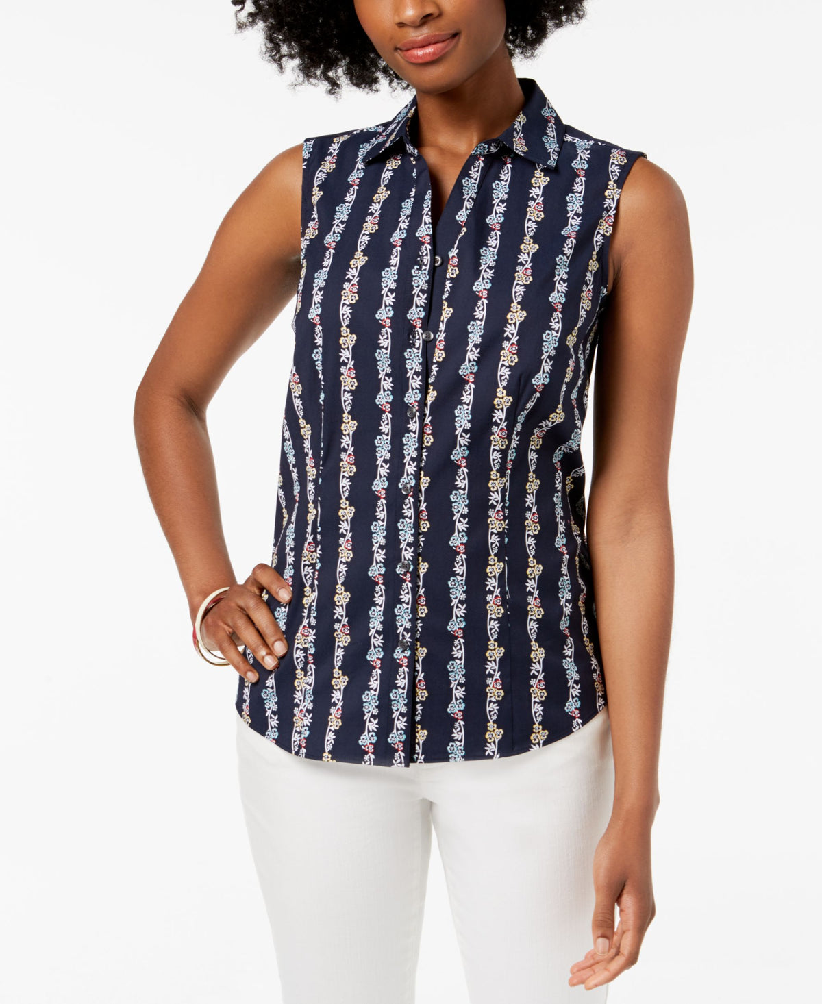 Charter Club Sleeveless Print Shirt