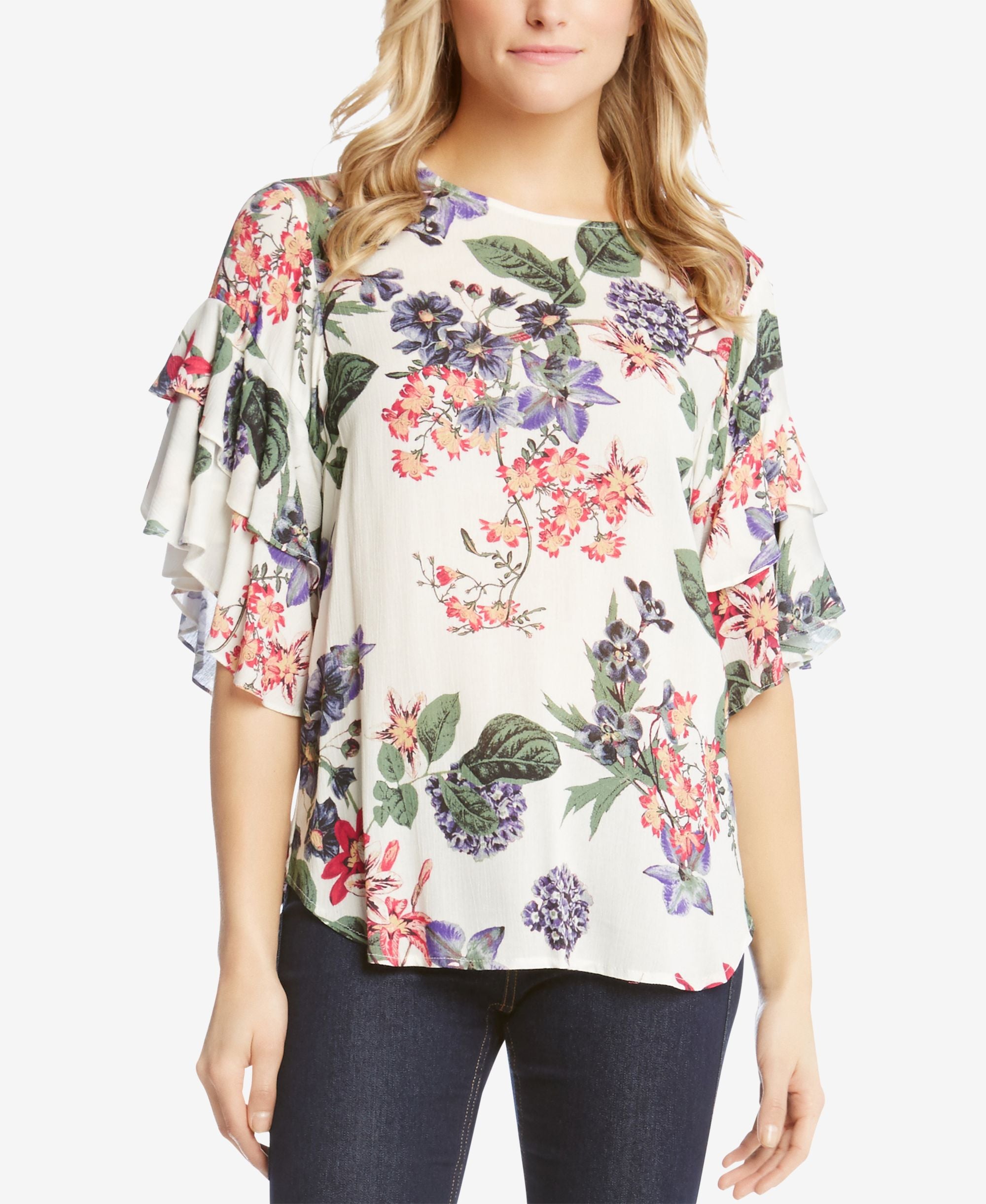 Karen Kane Printed Ruffled Sleeve Top