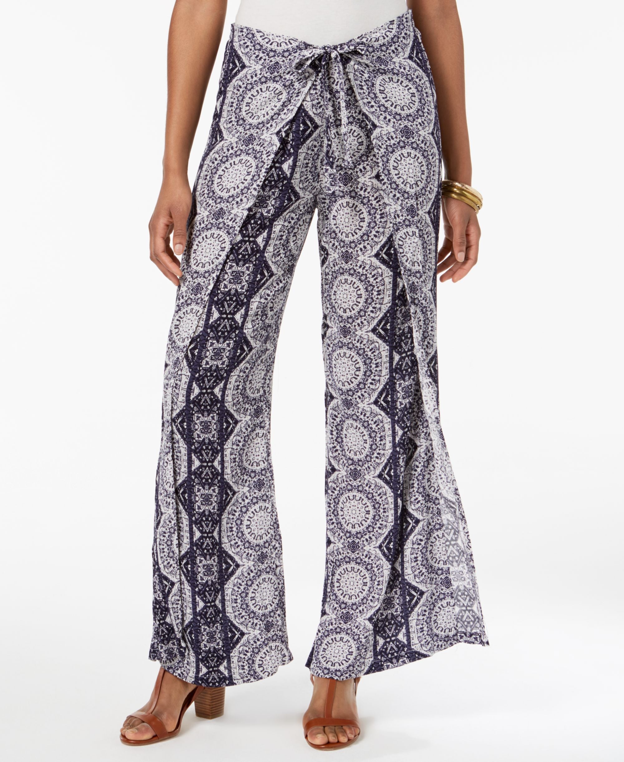 Style & Co Wrap Front Printed Pants