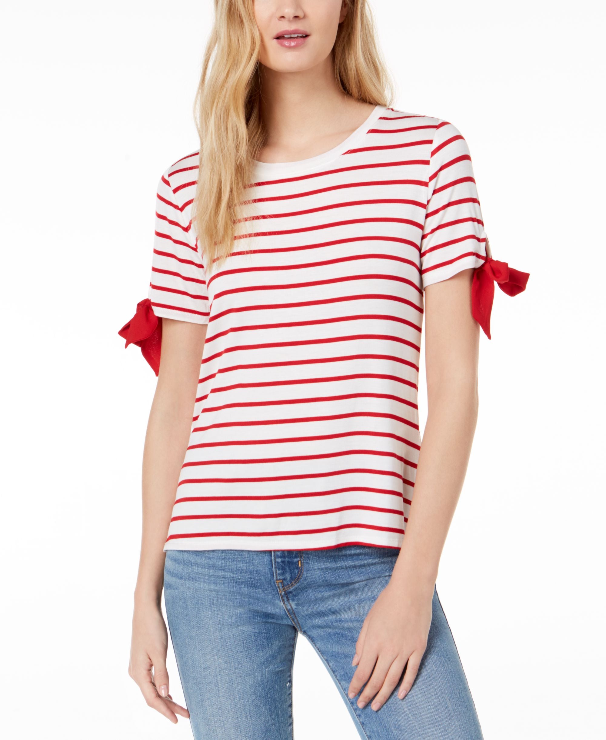 Striped Tie-Sleeve T-Shirt