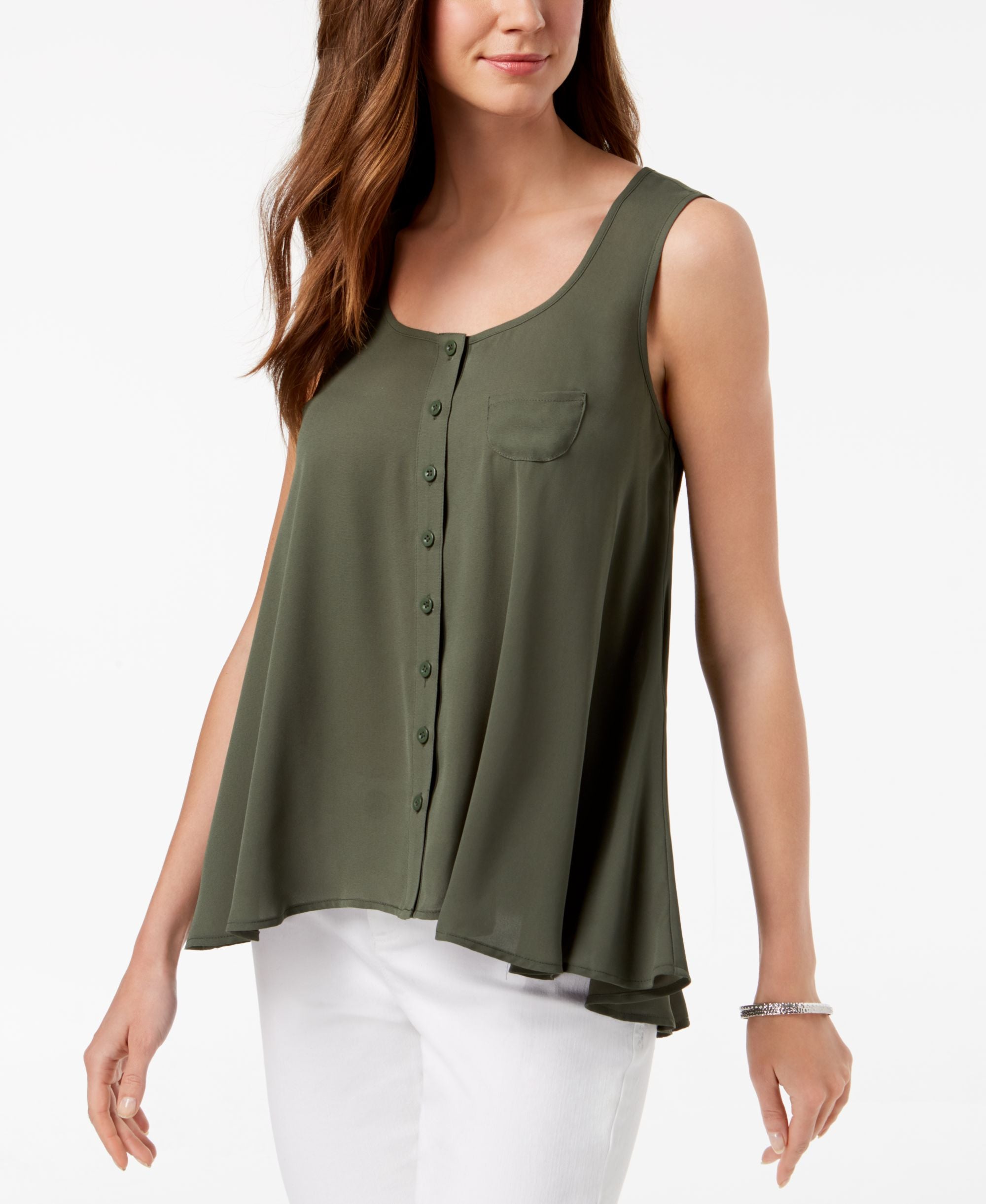 Style & Co Petite Button Front Blouse